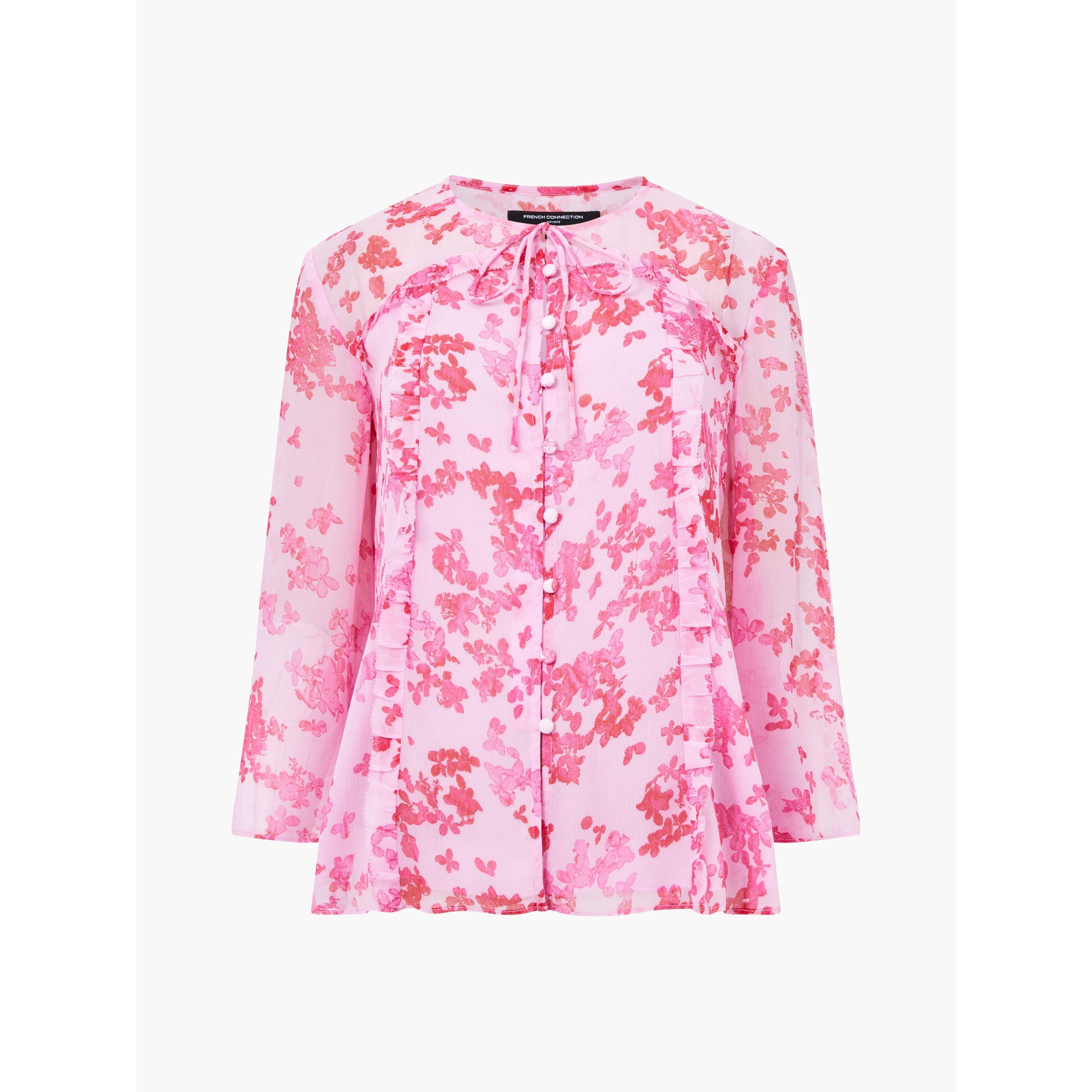 Pink - French Connection - Women's Isla Long-Sleeve Blouse - 4