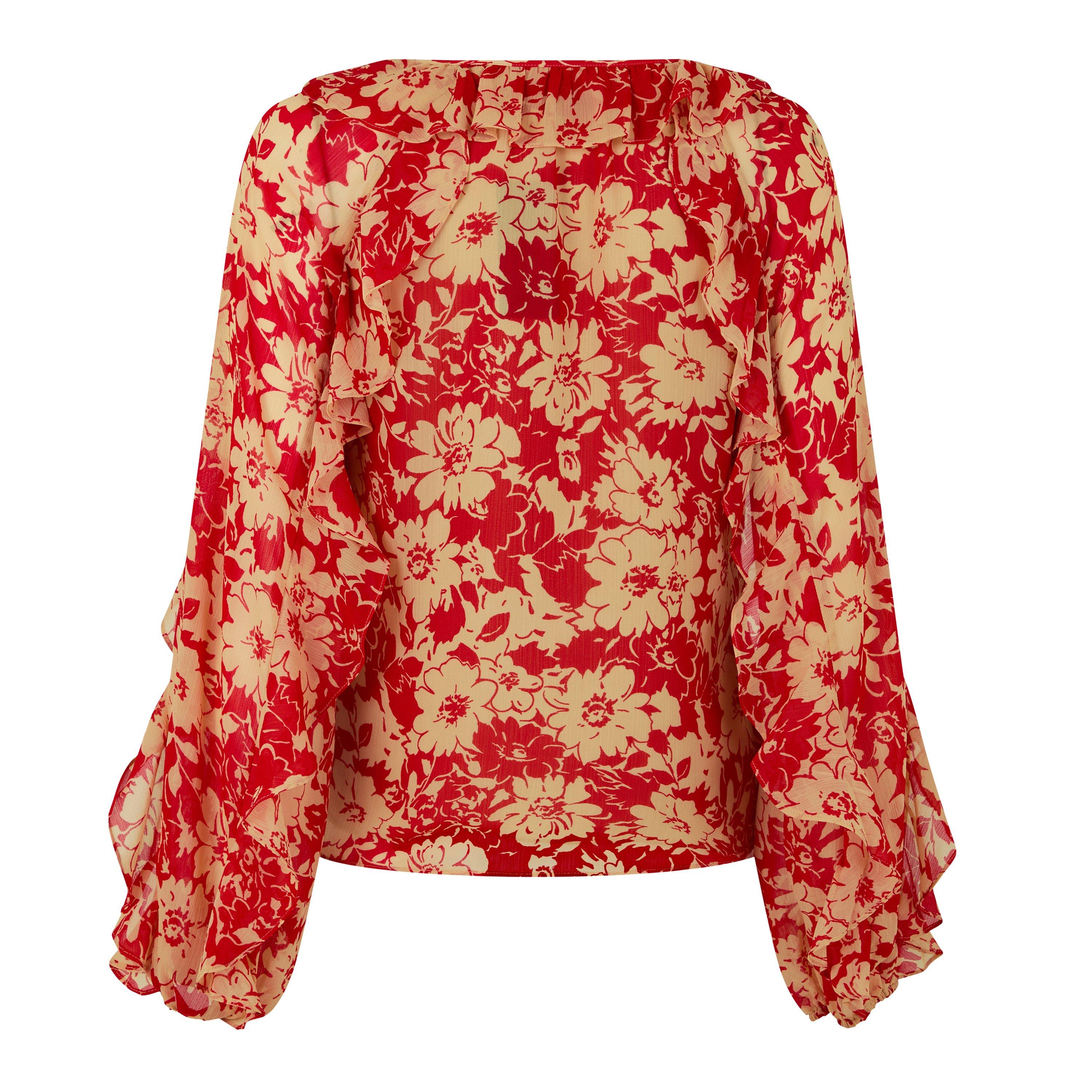 RED/TAN - Lauren by Ralph Lauren - LRL Printed Blouse Ld62 - 2