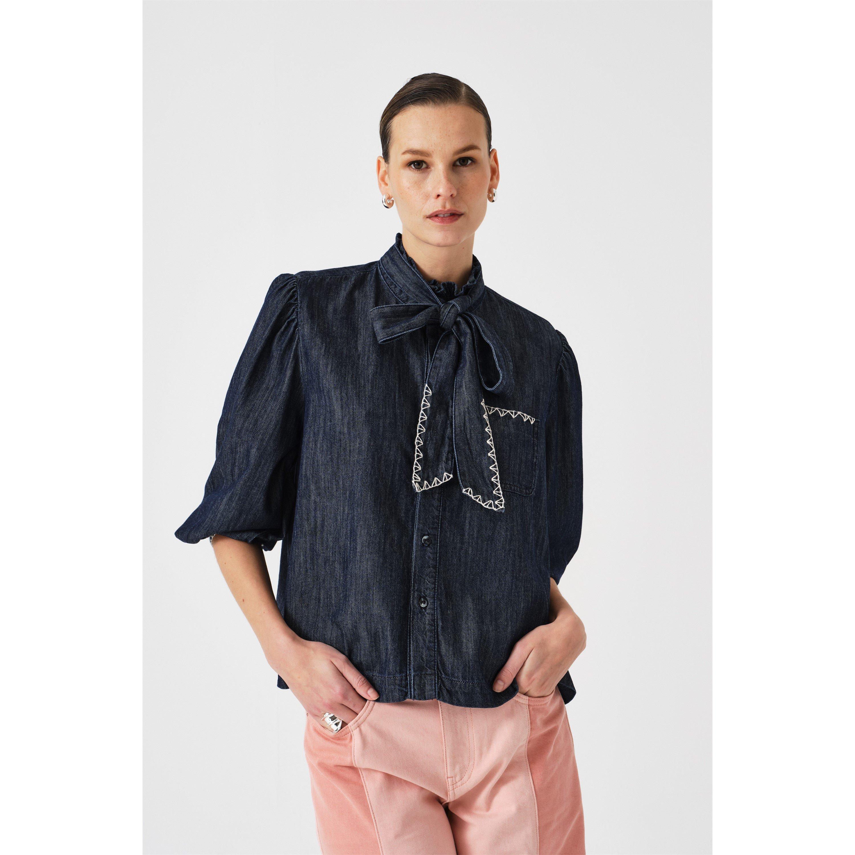 Pacific Blue - Seventy Mochi - Women's Poet Long Sleeve Blouse - 1