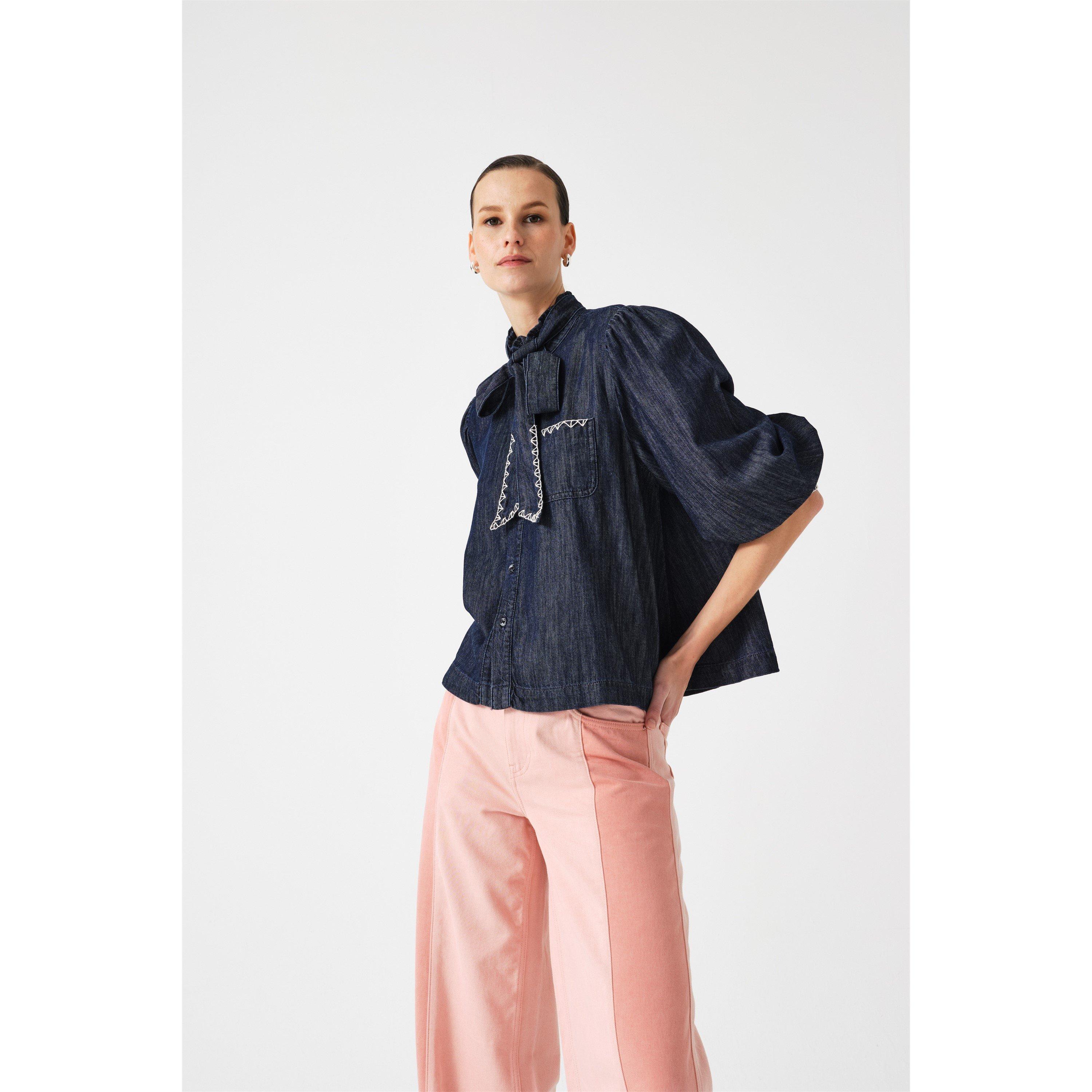 Pacific Blue - Seventy Mochi - Women's Poet Long Sleeve Blouse - 3