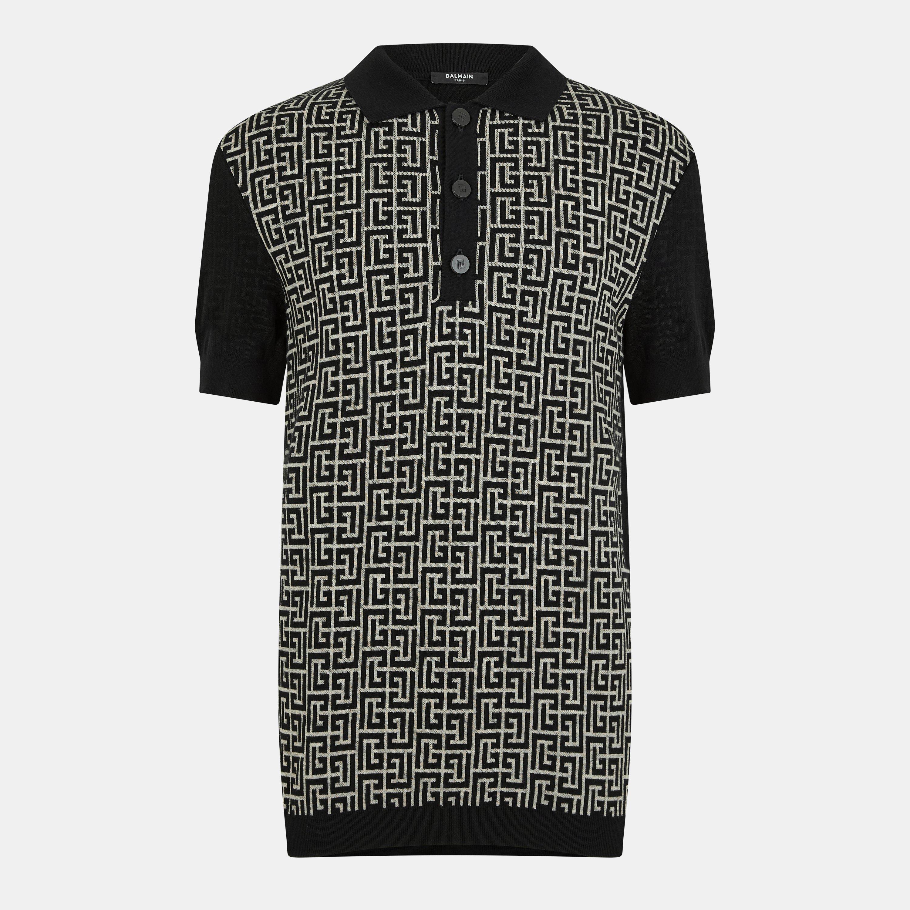 Black/Iwhite - Balmain - Men's Mono Designer Polo Shirt - 1