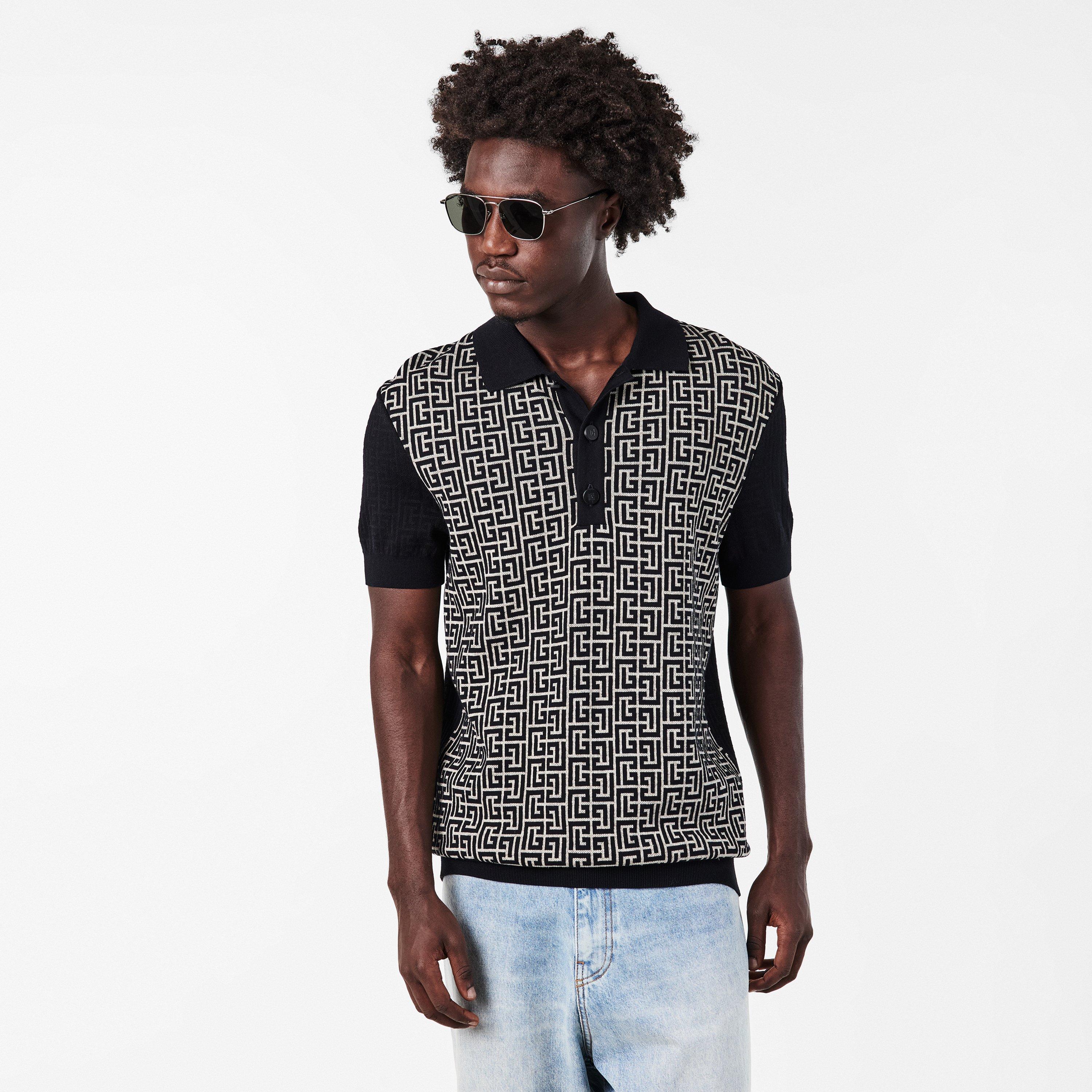 Black/Iwhite - Balmain - Men's Mono Designer Polo Shirt - 3