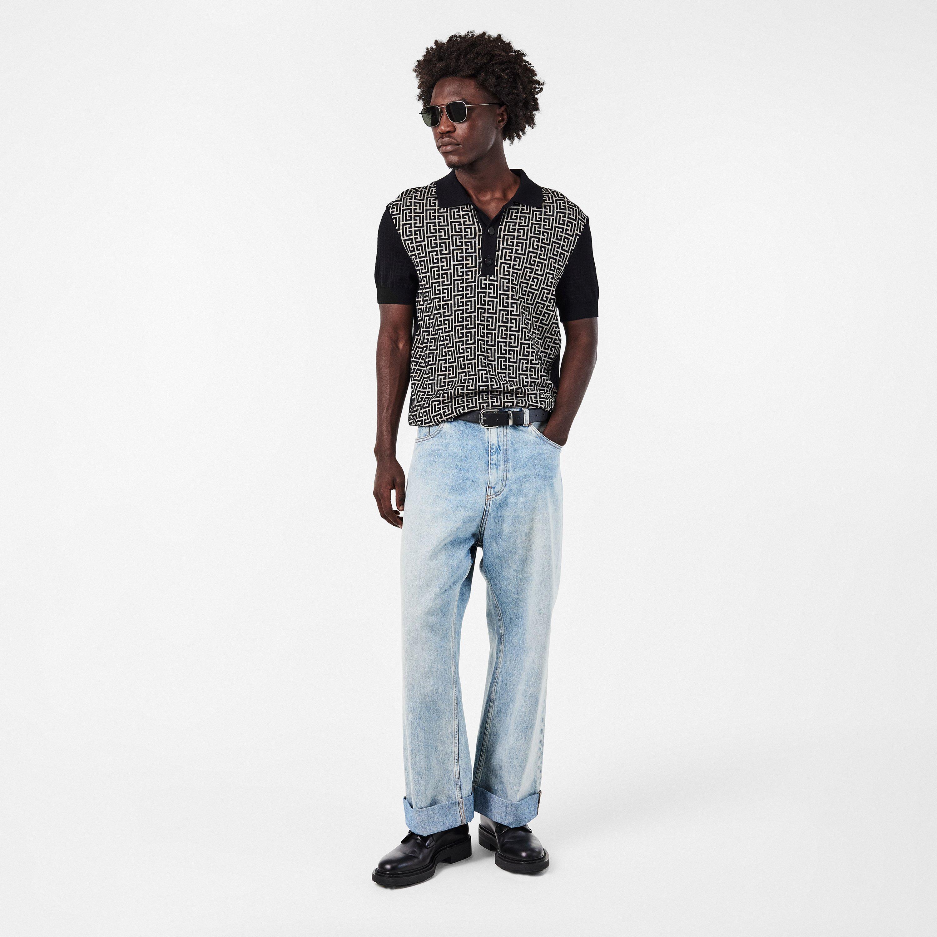 Black/Iwhite - Balmain - Men's Mono Designer Polo Shirt - 6