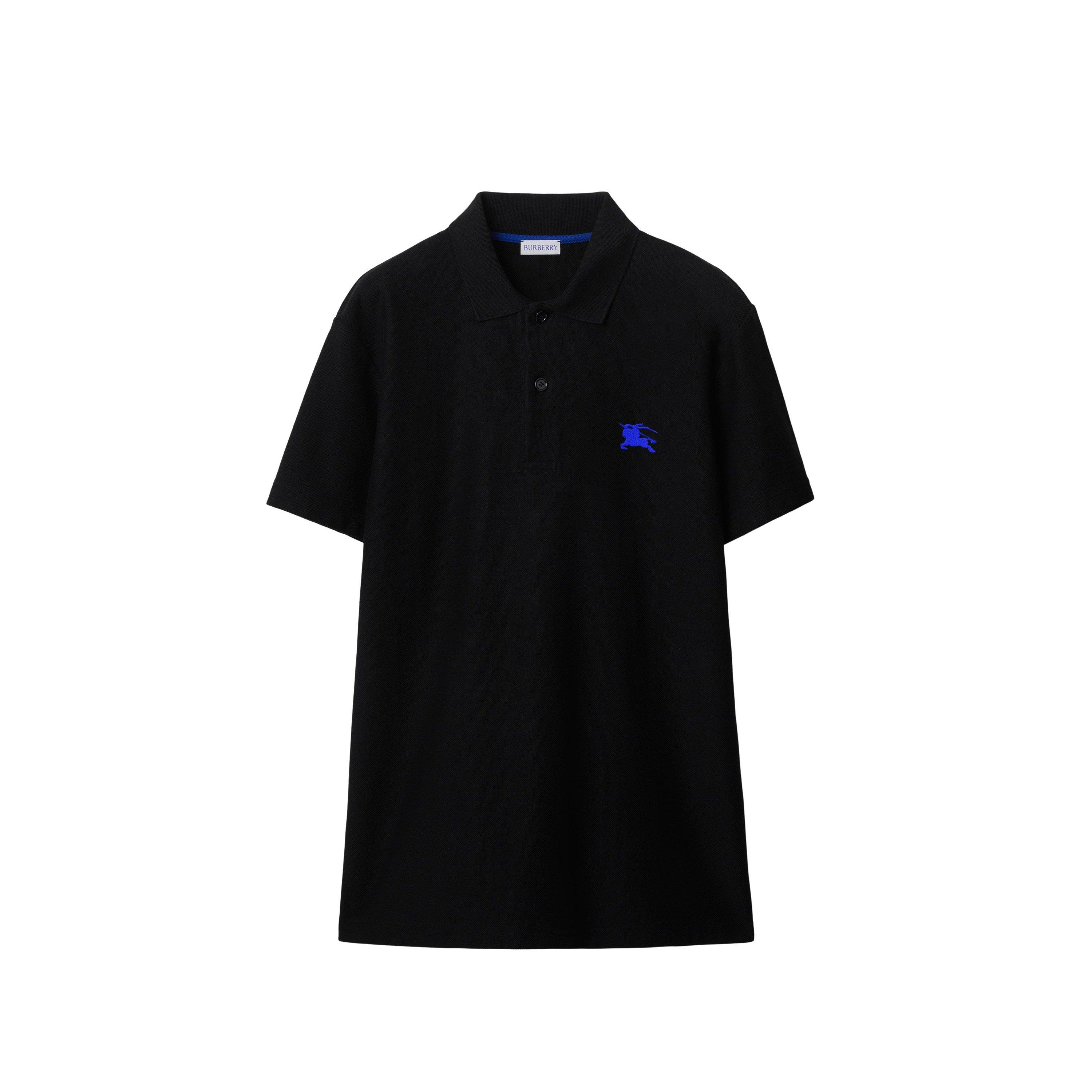 Black/Blue - Burberry - Cotton Polo Shirt - 5