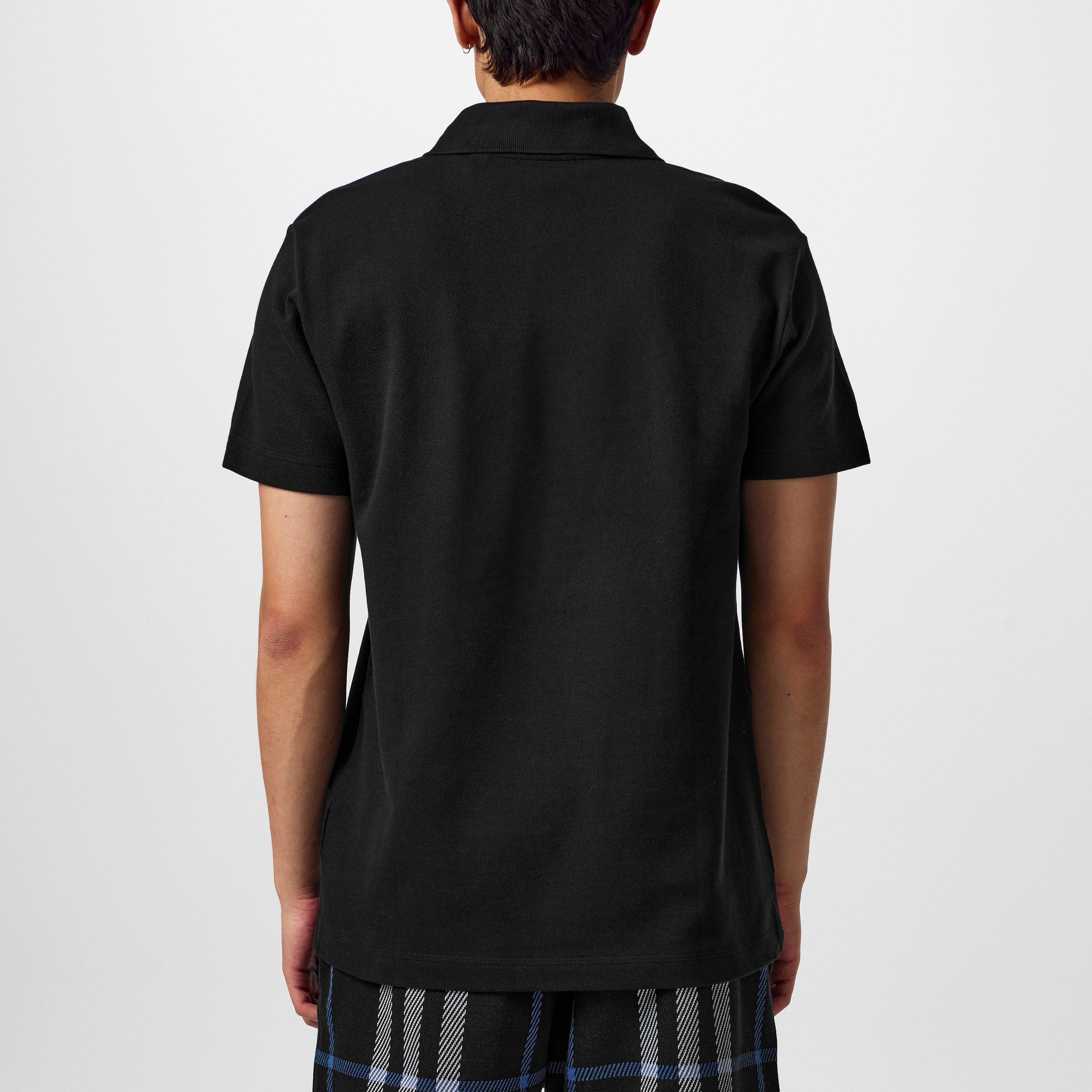 Black/Blue - Burberry - Cotton Polo Shirt - 3