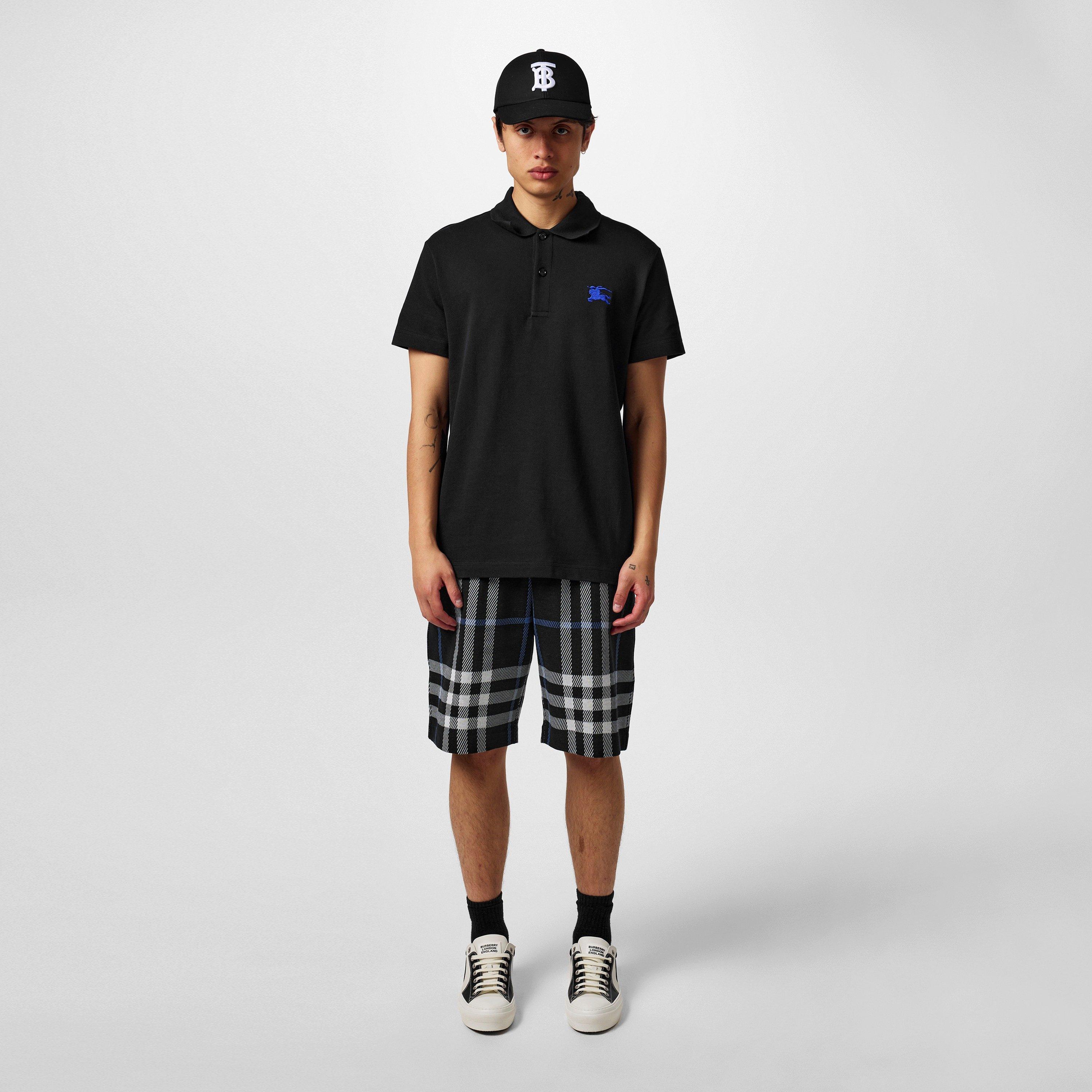 Black/Blue - Burberry - Cotton Polo Shirt - 4