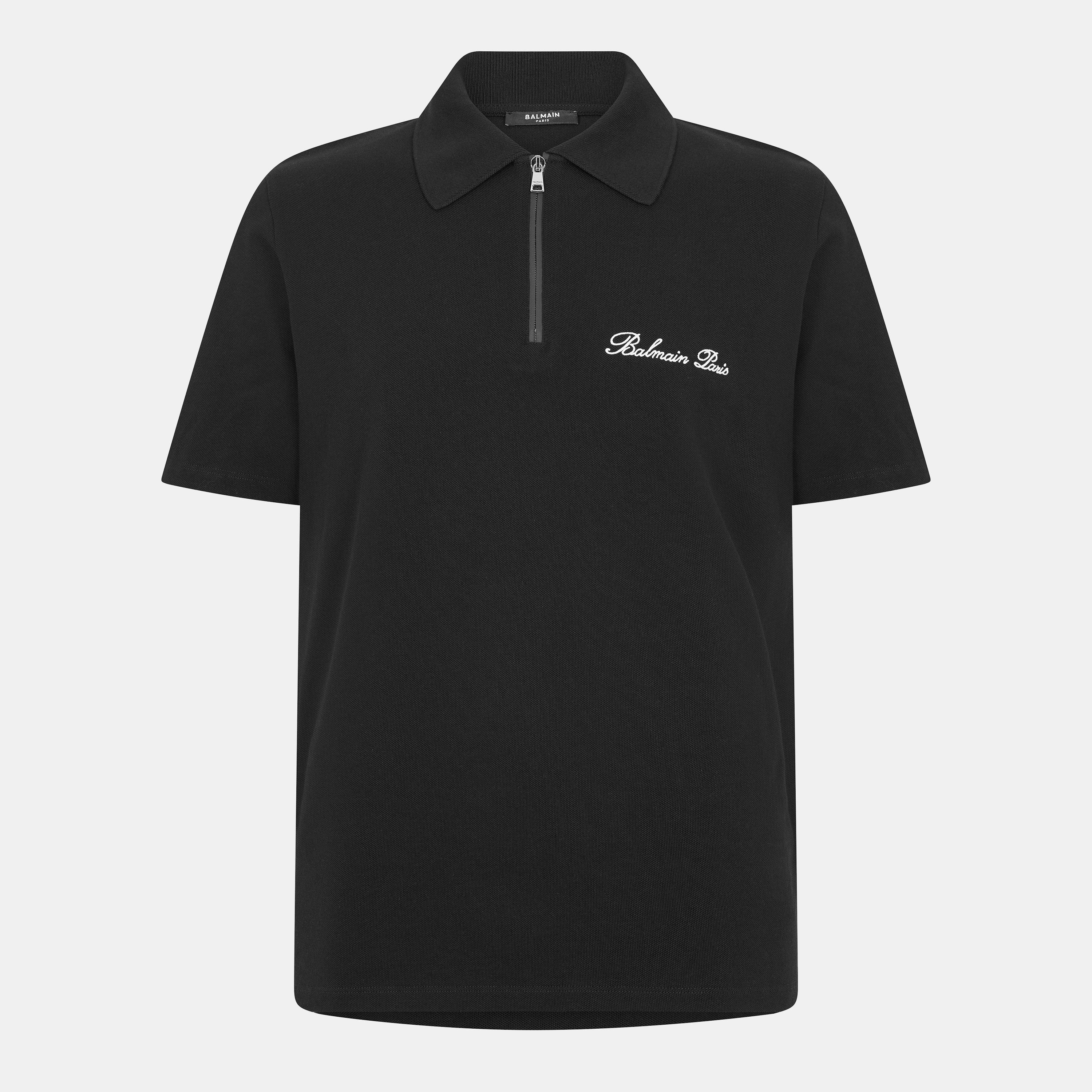 Black - Balmain - Men's Signature Short Sleeve Polo Shirt - 1