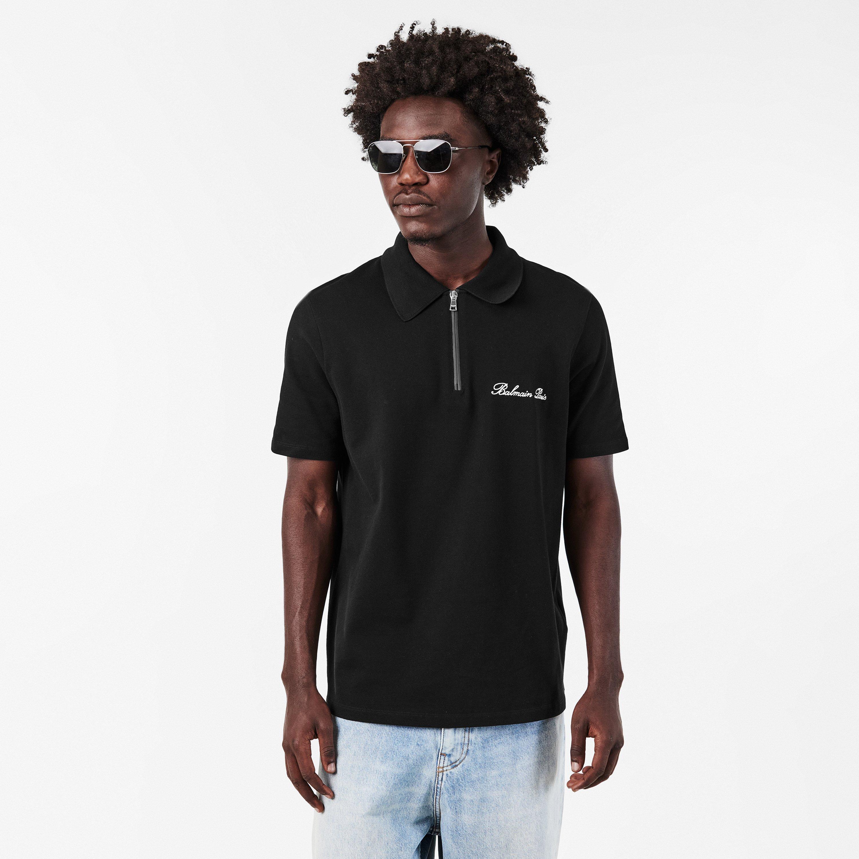 Black - Balmain - Men's Signature Short Sleeve Polo Shirt - 3