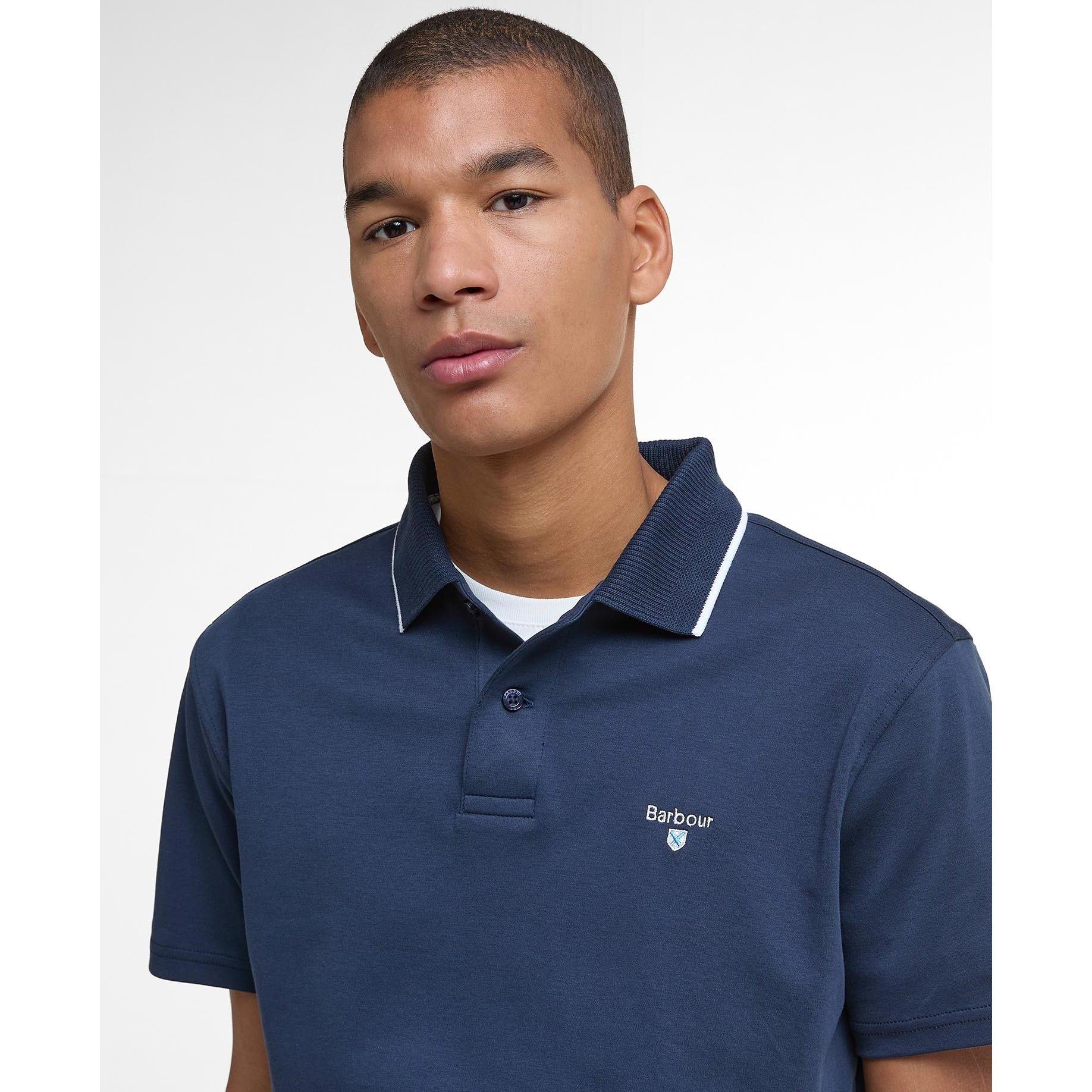 Navy NY91 - Barbour - Hackney Tailored Short-Sleeved Polo Shirt - 3