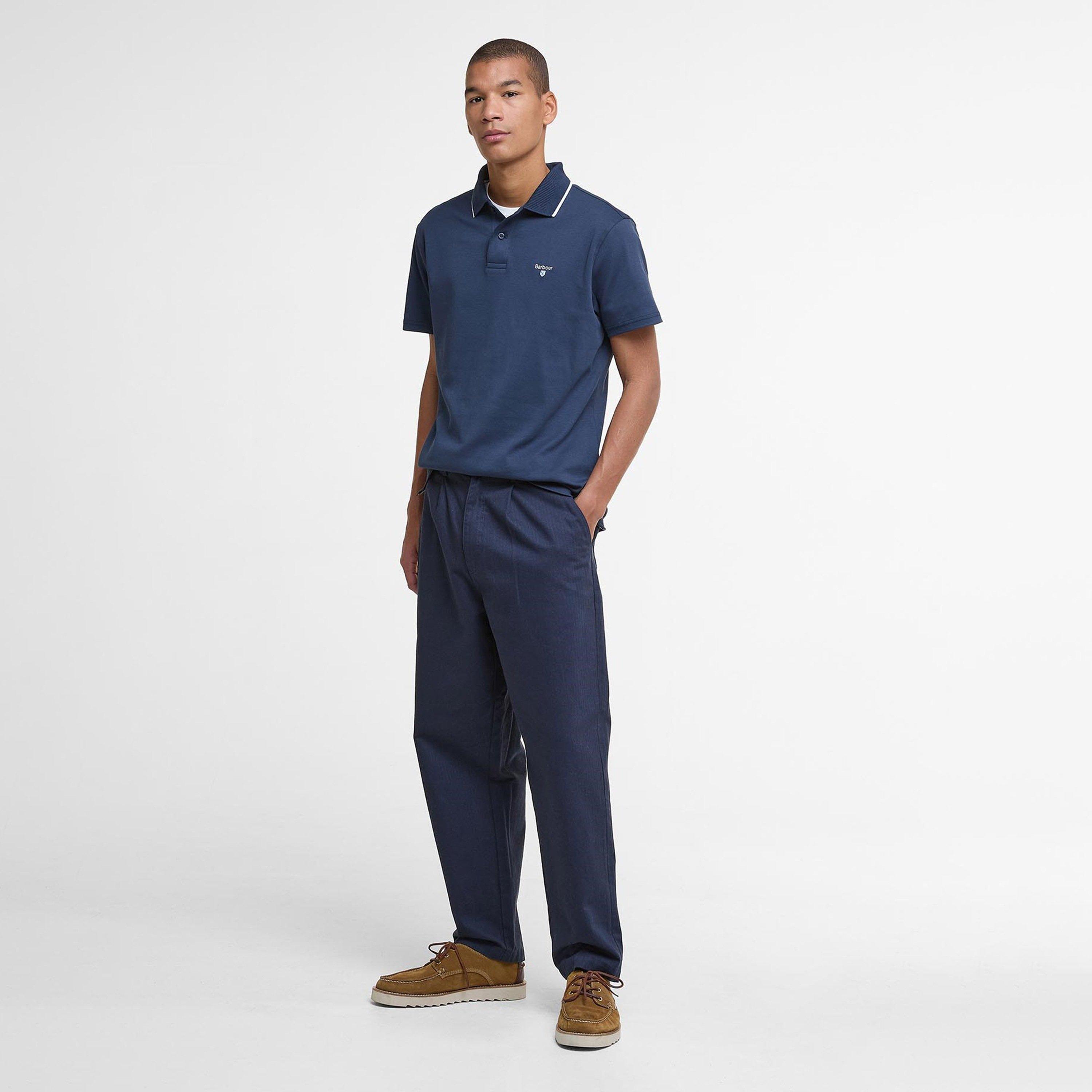 Navy NY91 - Barbour - Hackney Tailored Short-Sleeved Polo Shirt - 6