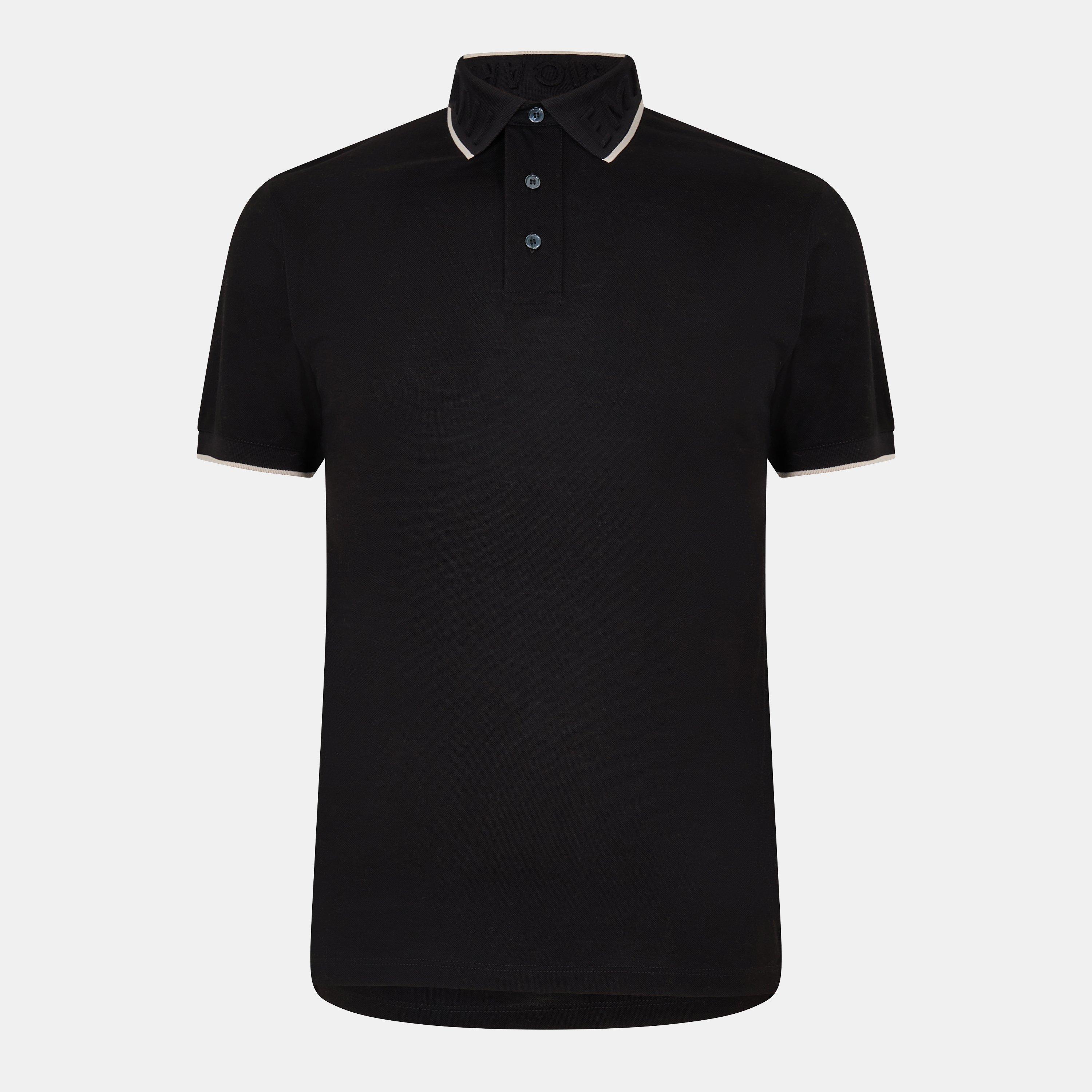 Emporio Armani Men's Black Uc001 Short-Sleeve Polo Shirt - S