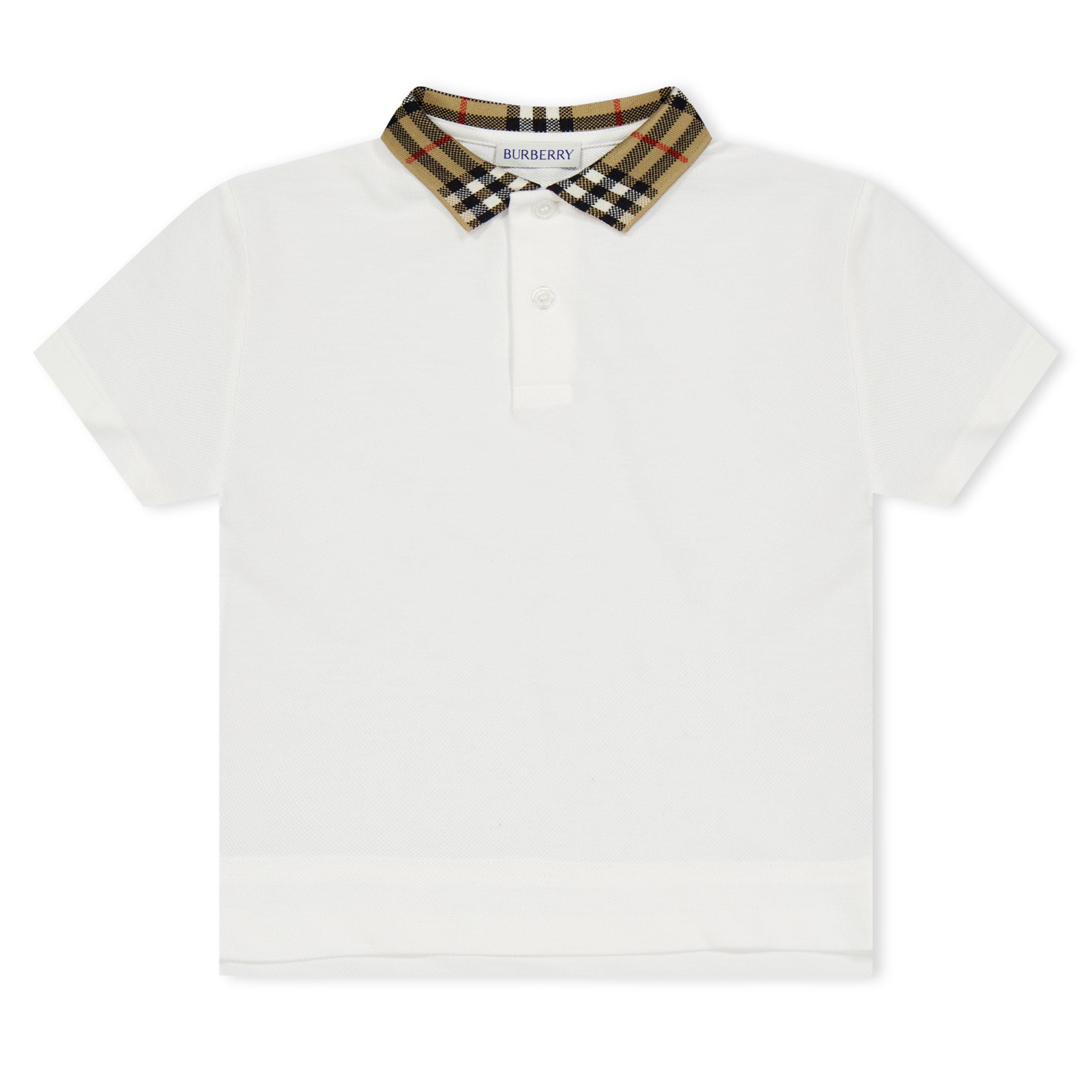 Burberry Boys' Check Cotton Collar Johane Polo Shirt - White A1464 - Size 10Y