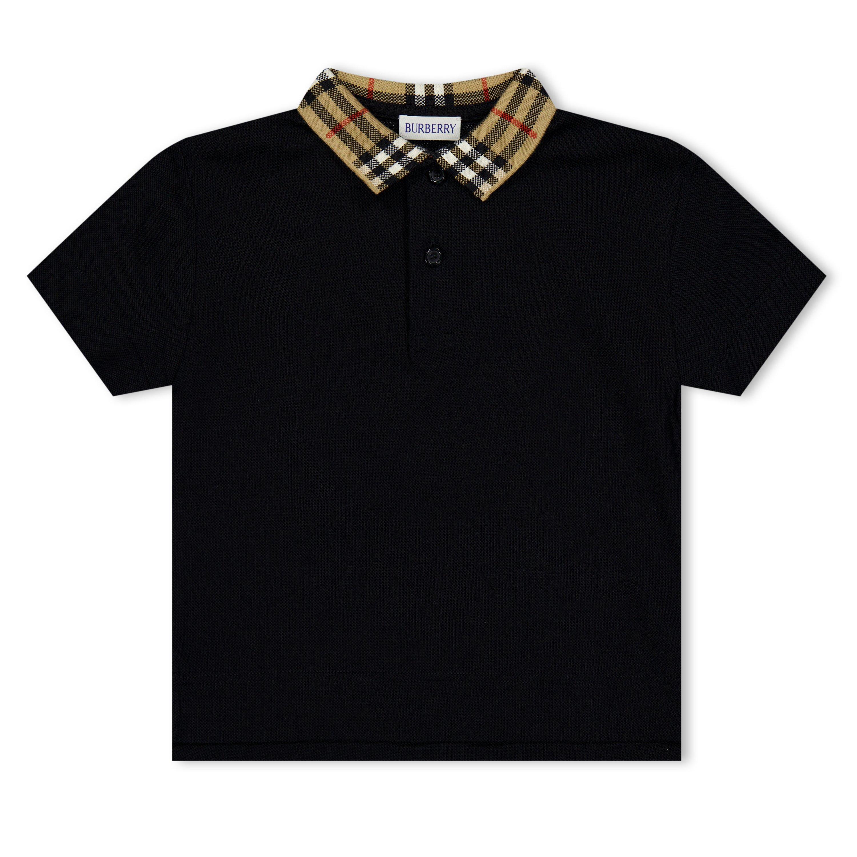 Black A1189 - Burberry - Boys' Check Cotton Collar Johane Polo Shirt - 1