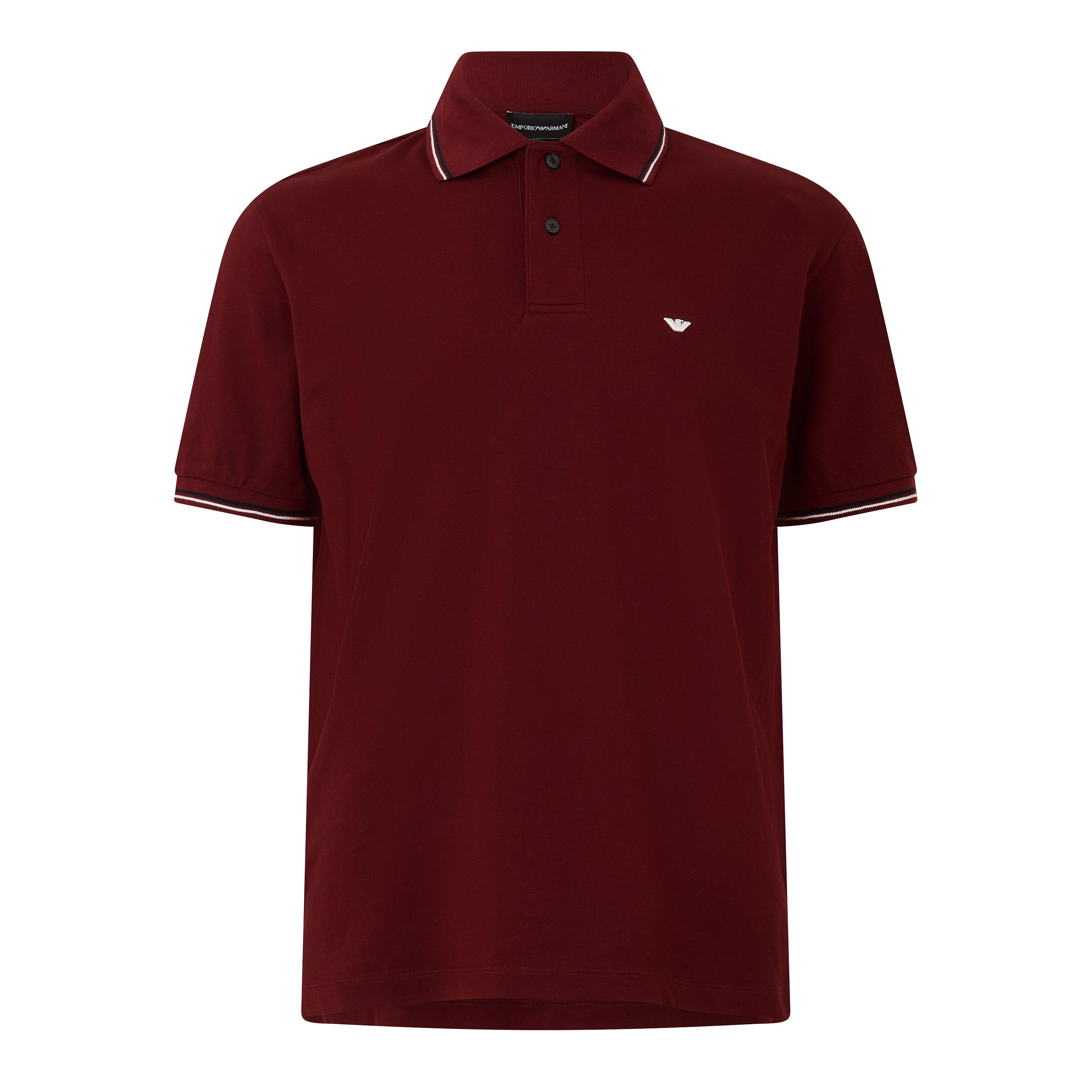 Emporio Armani Men's Short Sleeve Polo Shirt - Burgundy - L