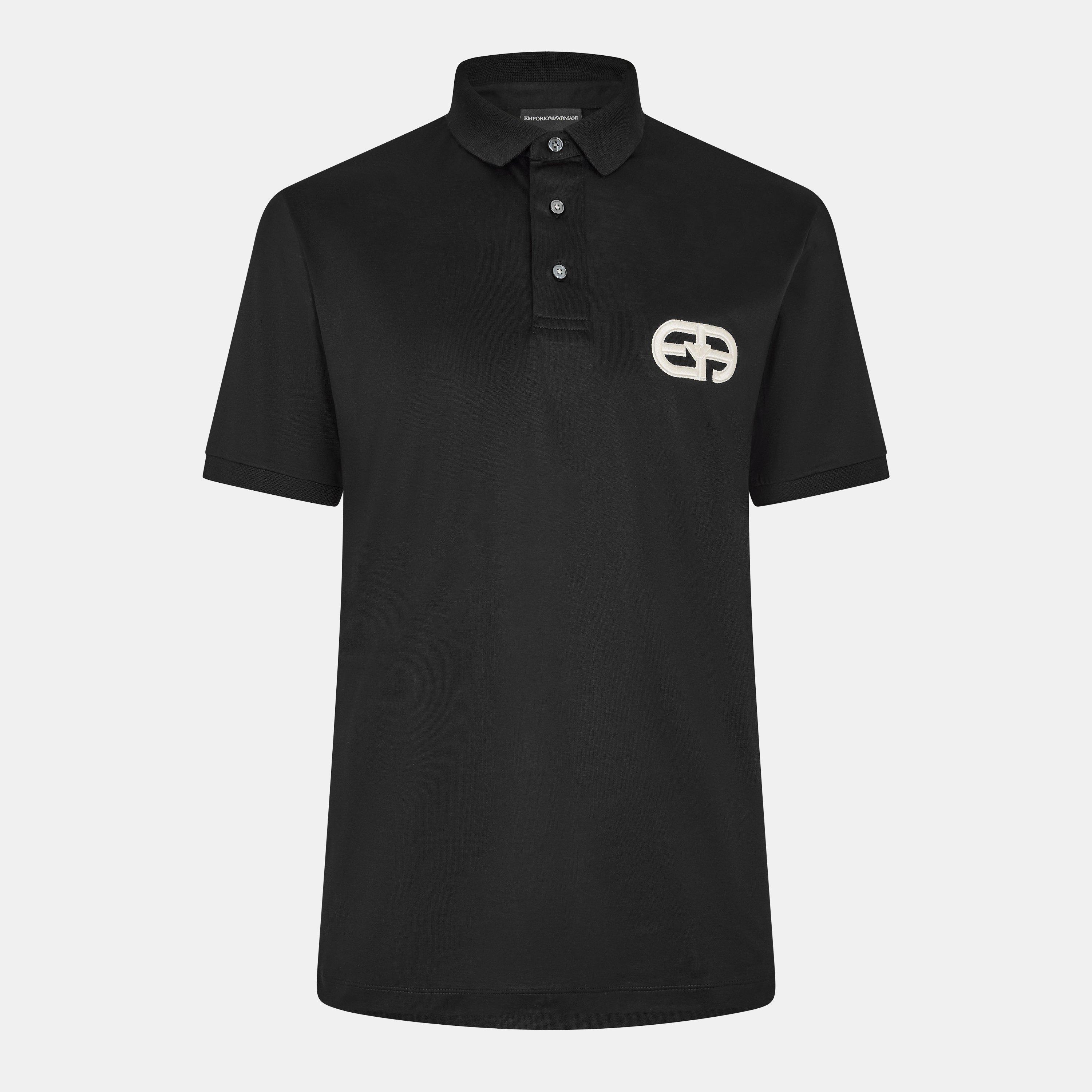 Emporio Armani Men's Short-Sleeve Polo Shirt - Black Beauty - Size 2XL