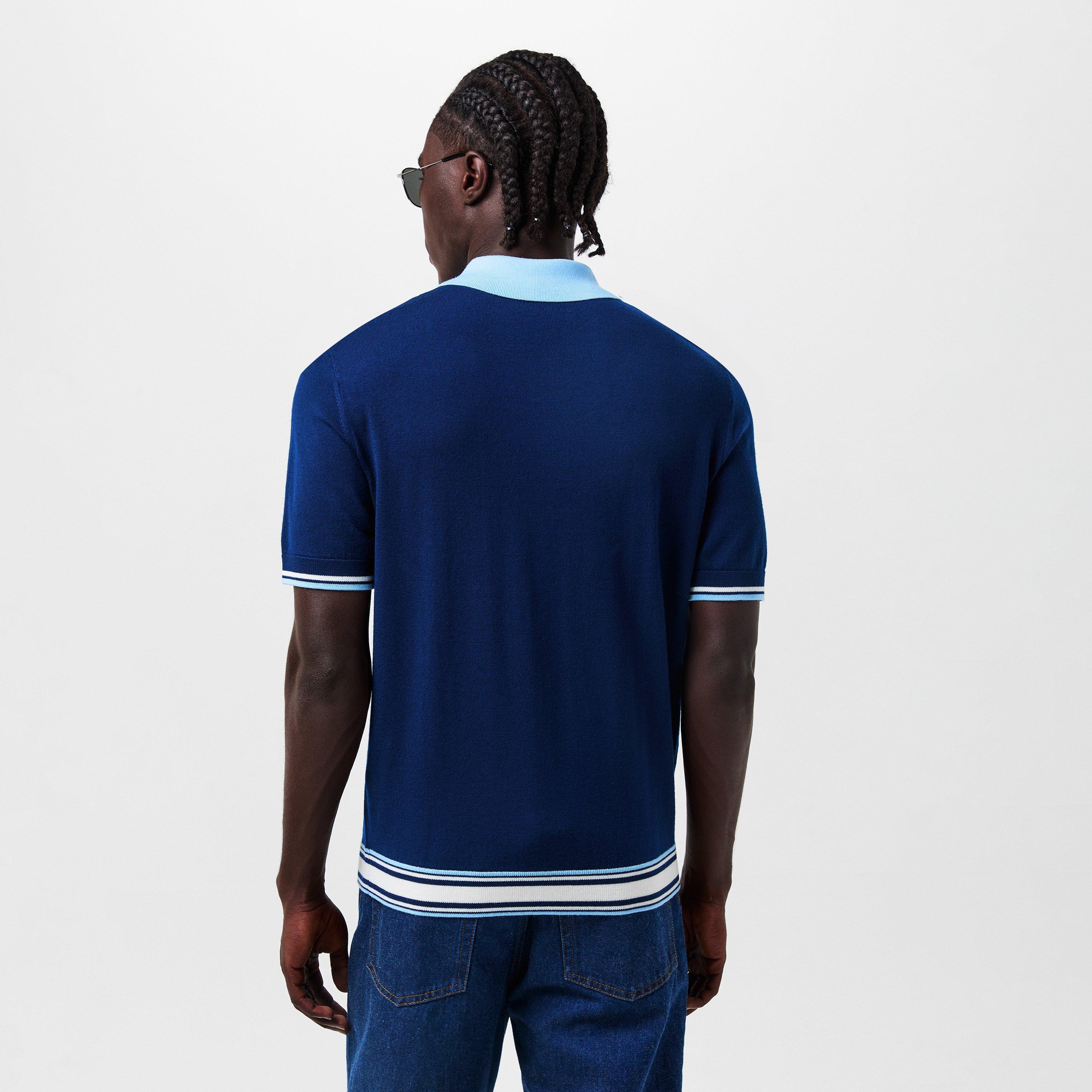 Blue - Casablanca - Men's Casa Merino Short-Sleeve Polo Shirt - 4