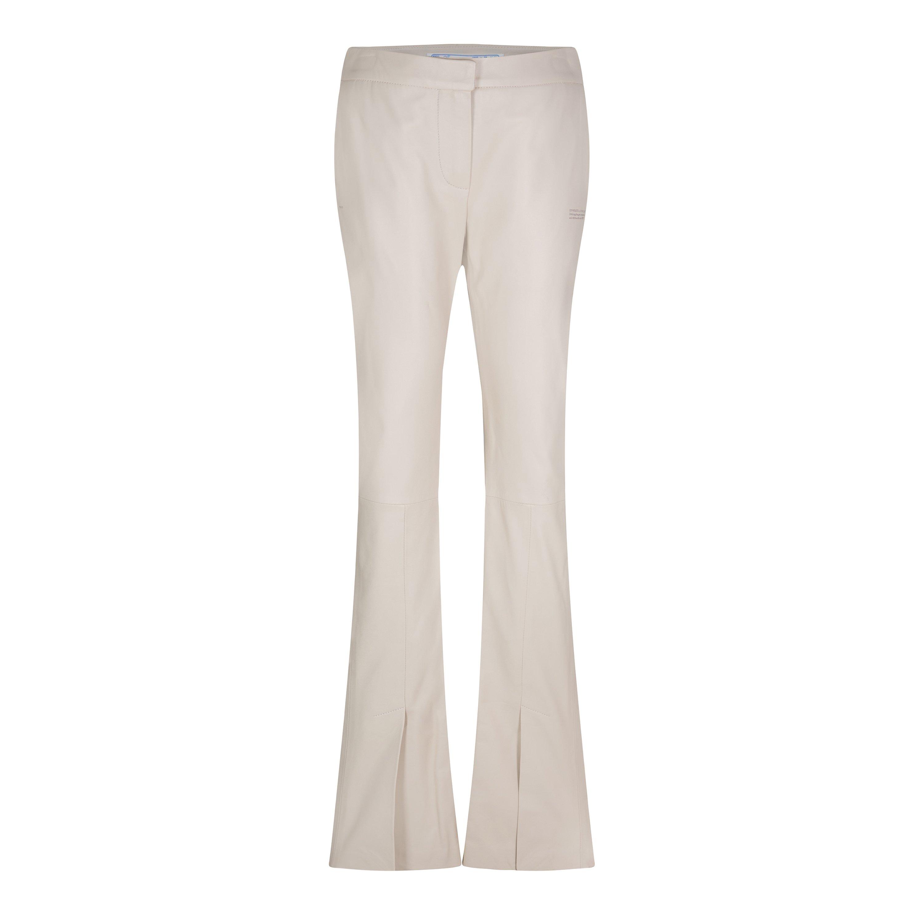 Sand/Violet - Off White - Women's Leather Flared Pants - 1