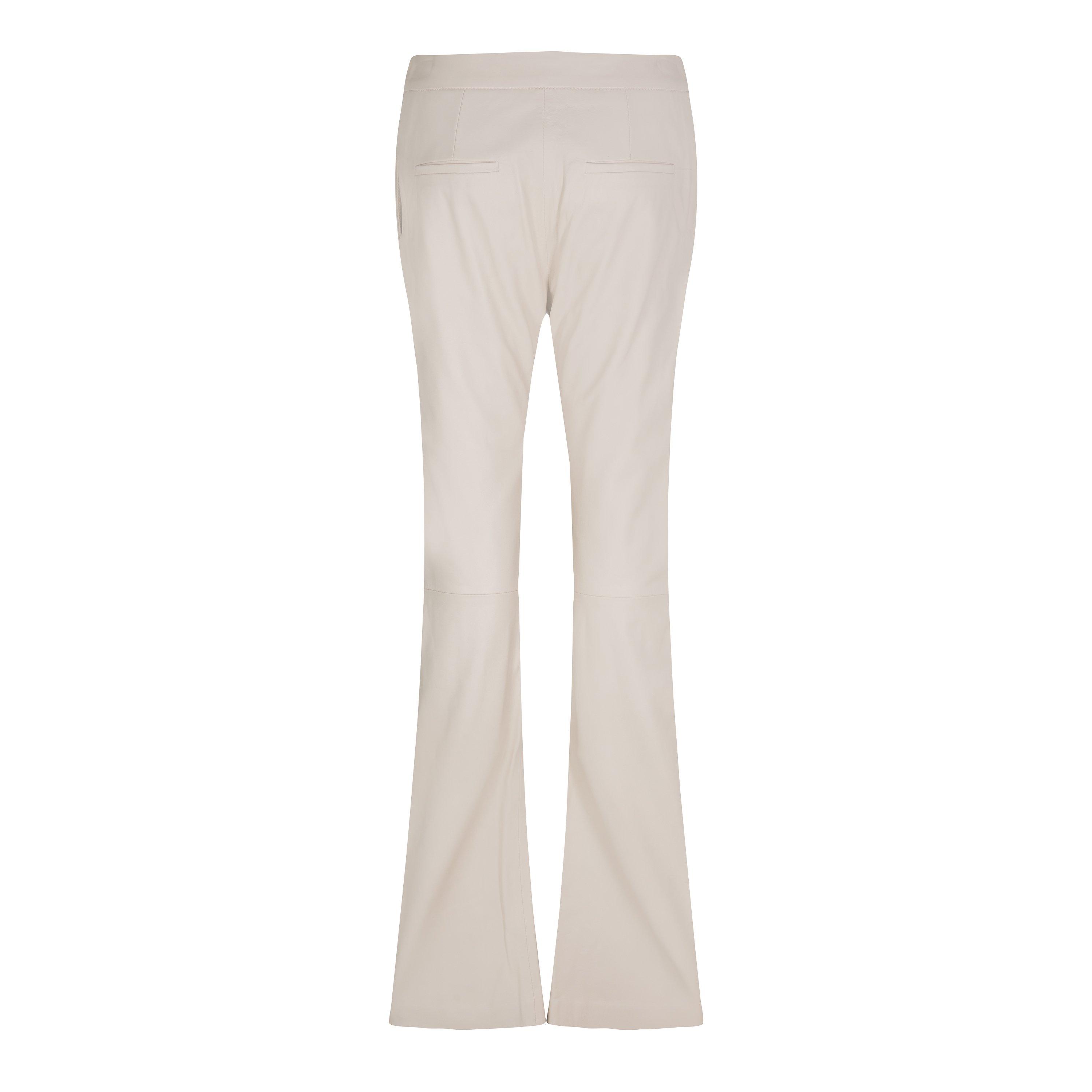 Sand/Violet - Off White - Women's Leather Flared Pants - 2