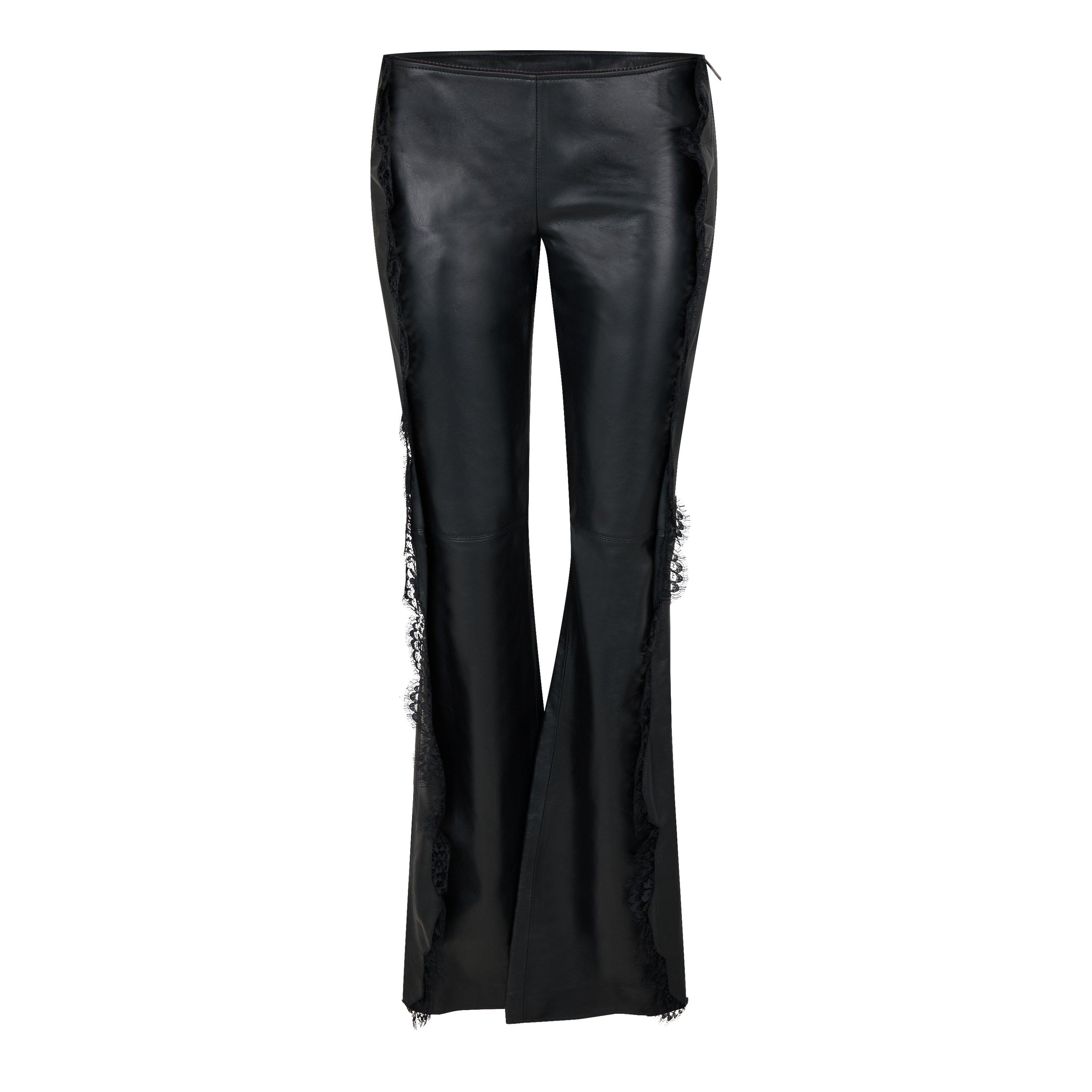 Black - Off White - Women's Straight Leg Trousers - 1