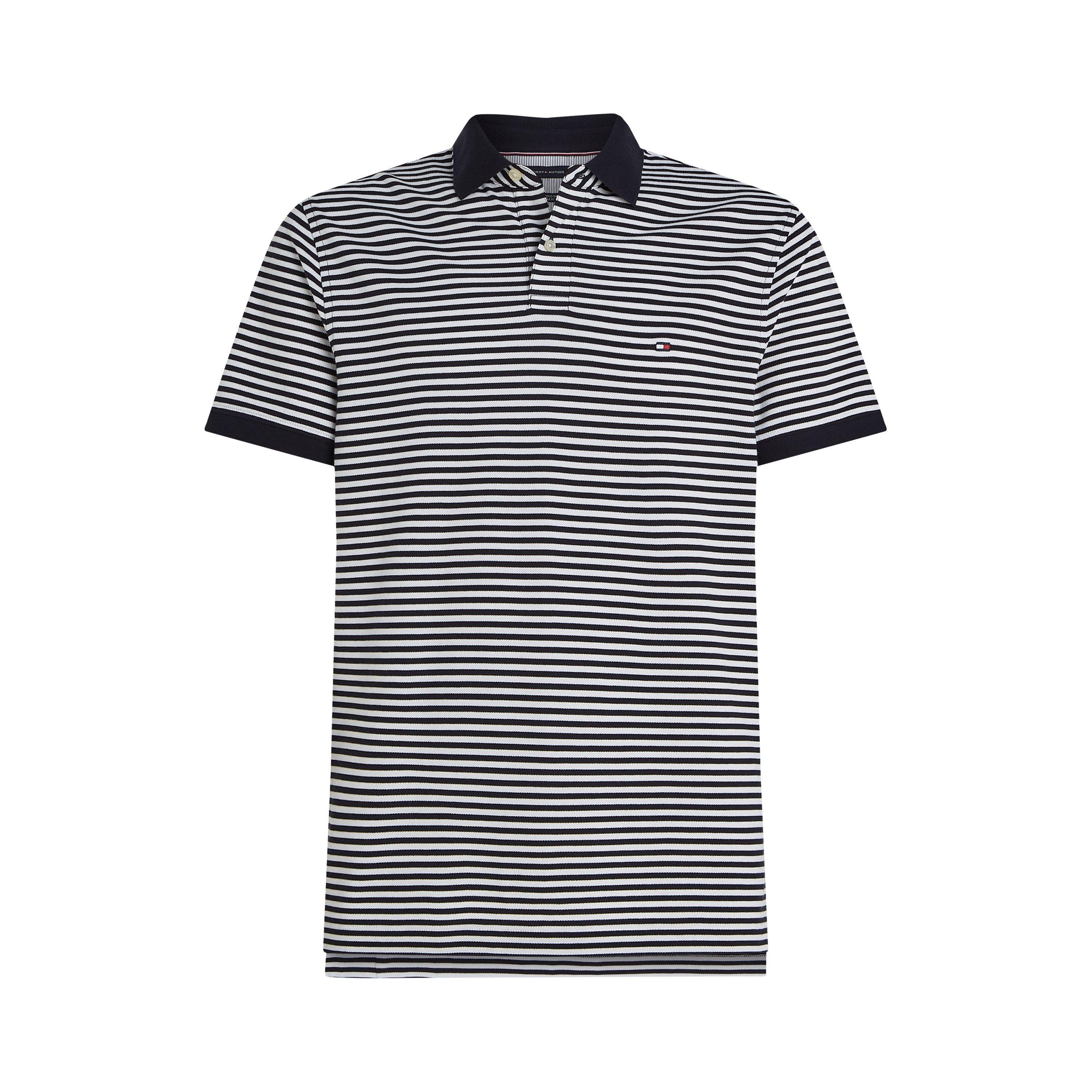 Desert Sky 0A4 - Tommy Hilfiger - Men's Stripe Piqué Short Sleeve Polo Shirt - 1