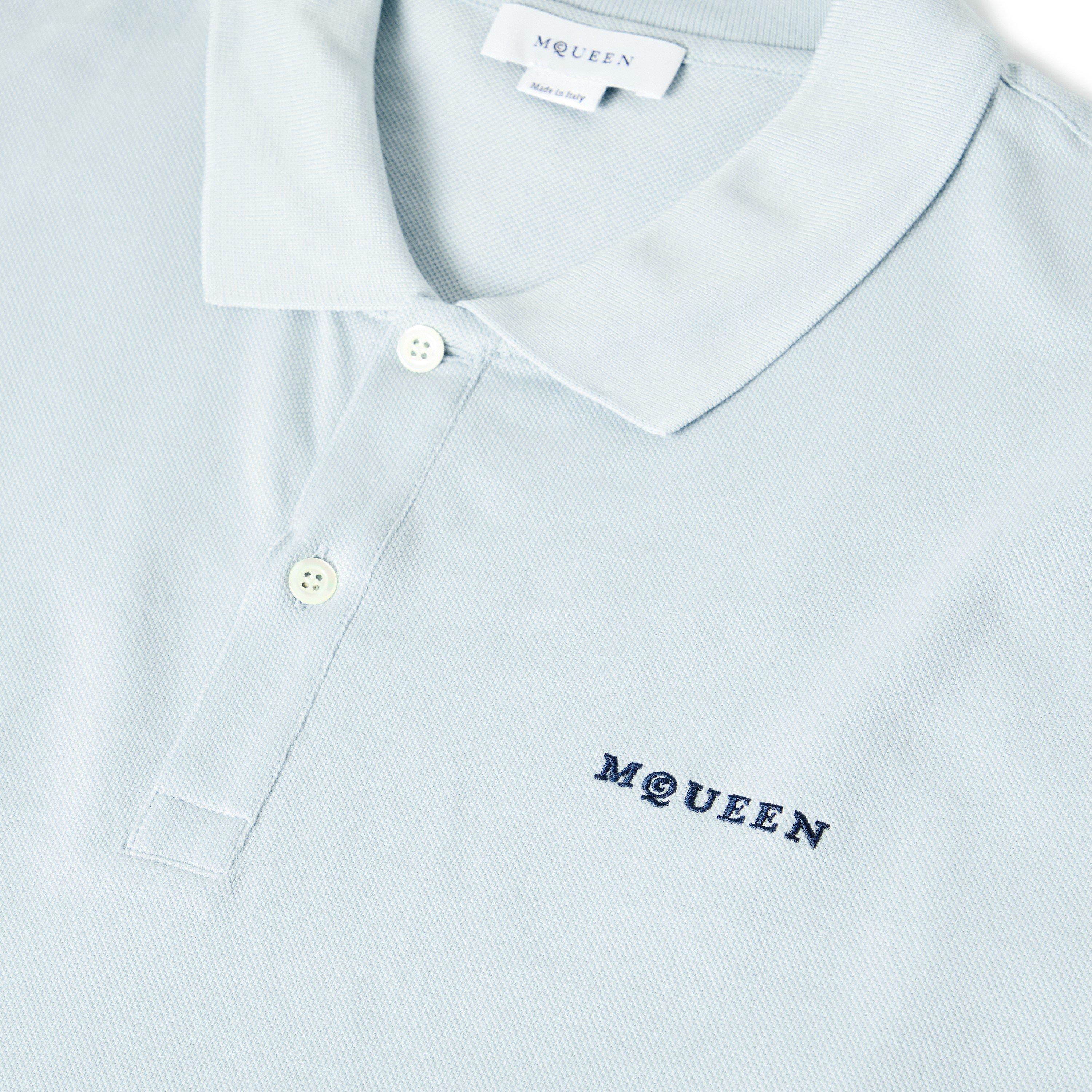 Light Blue - Alexander McQueen - Men's Alex Logo Embroidered Polo Shirt - 5