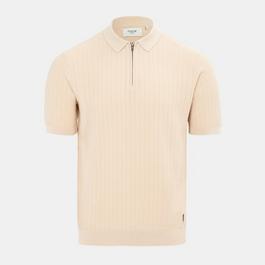 Firetrap quarter Zip Short Sleeve Ribbed Knit Polo