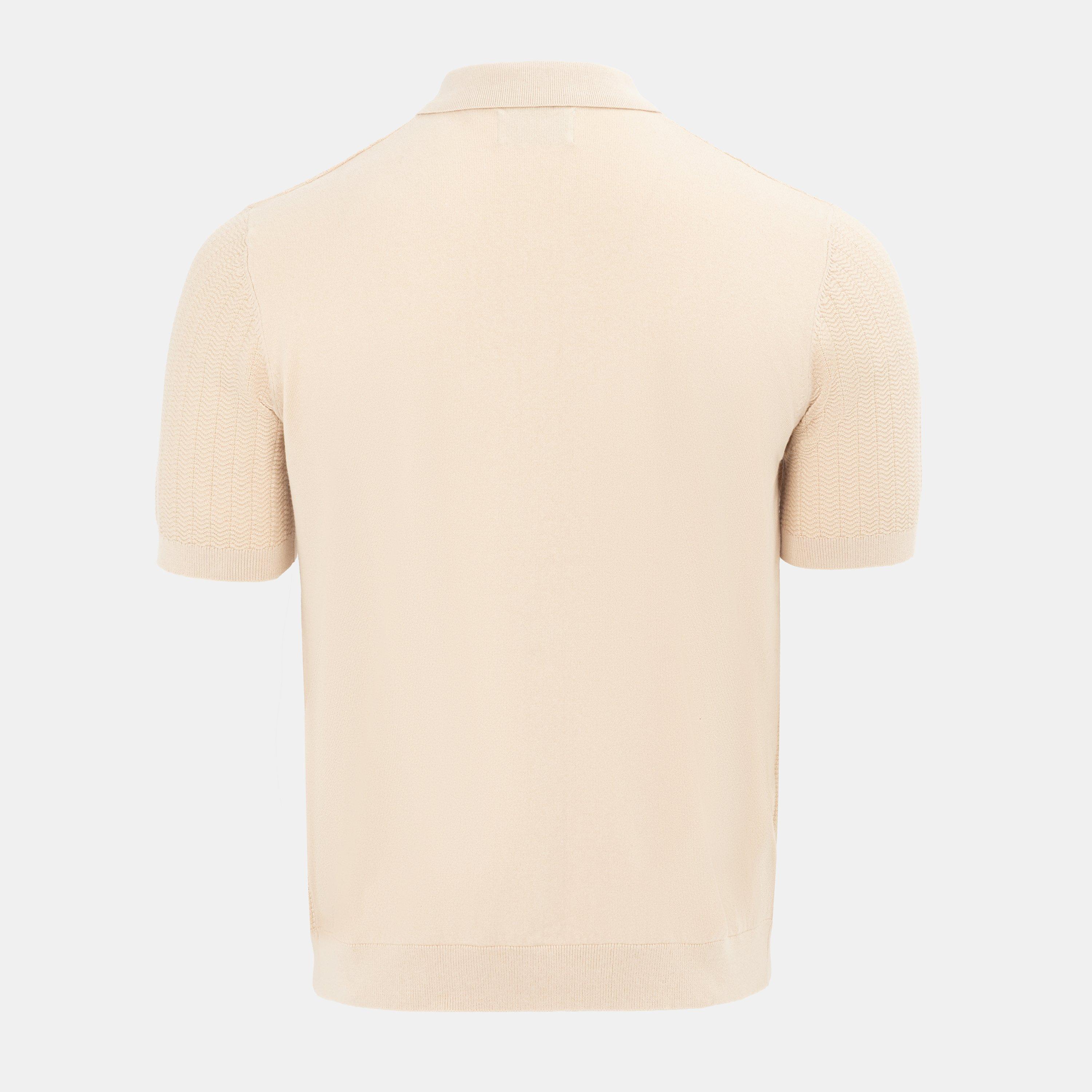 Beige - Firetrap - 1/4 Zip Short Sleeve Ribbed Knit Polo - 2