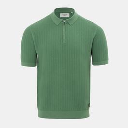 Firetrap quarter Zip Short Sleeve Ribbed Knit Polo
