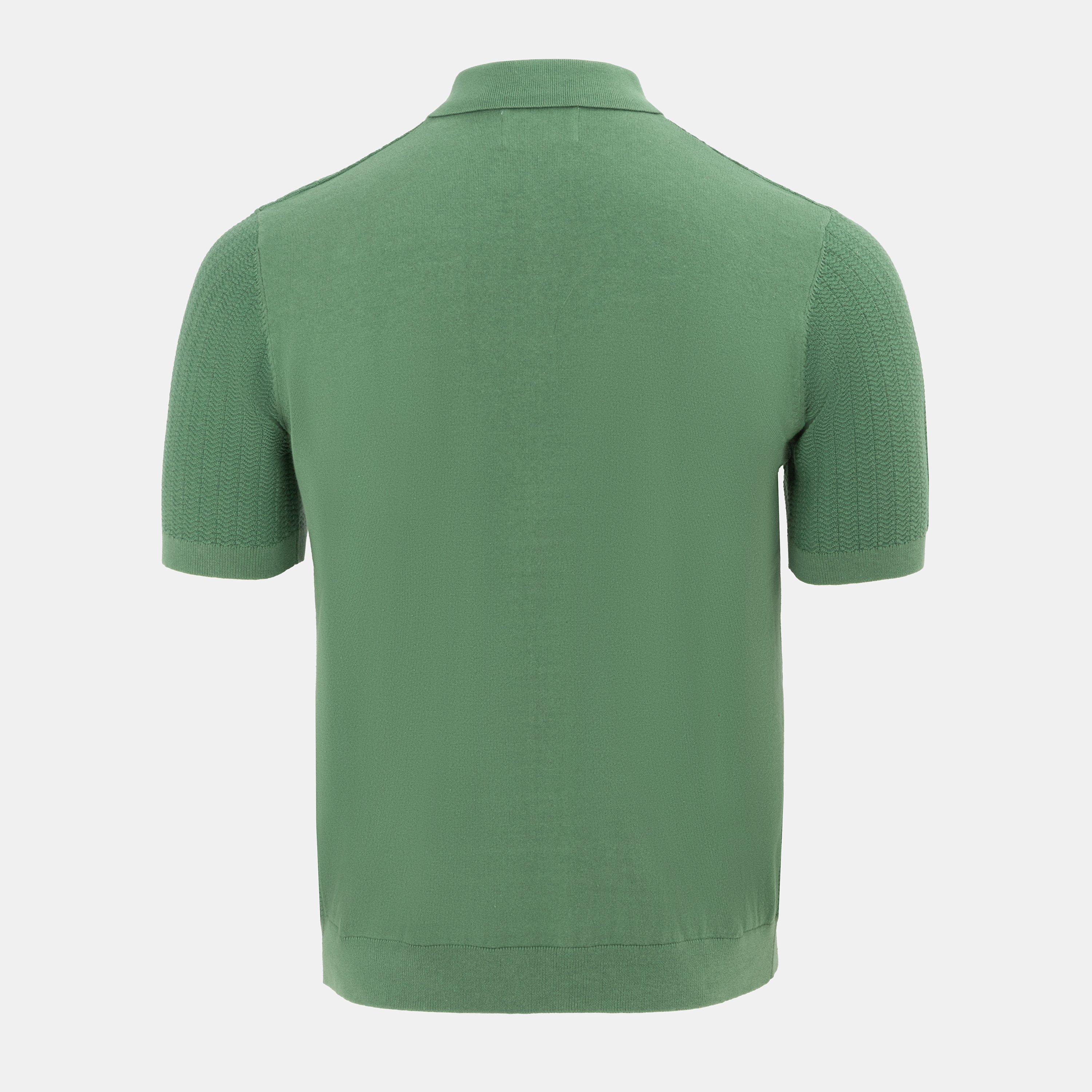 Green - Firetrap - quarter Zip Short Sleeve Ribbed Knit Polo - 2