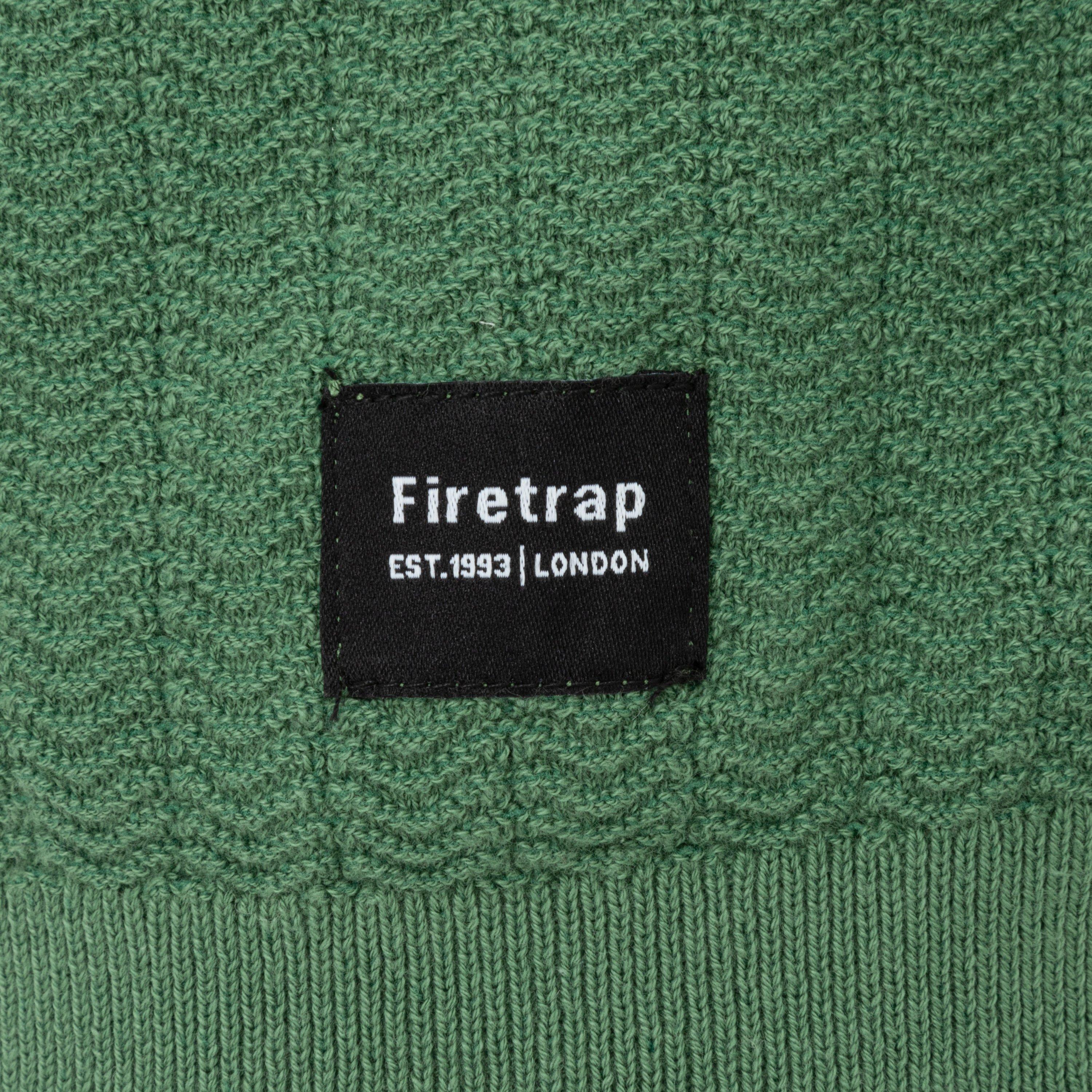 Green - Firetrap - quarter Zip Short Sleeve Ribbed Knit Polo - 4