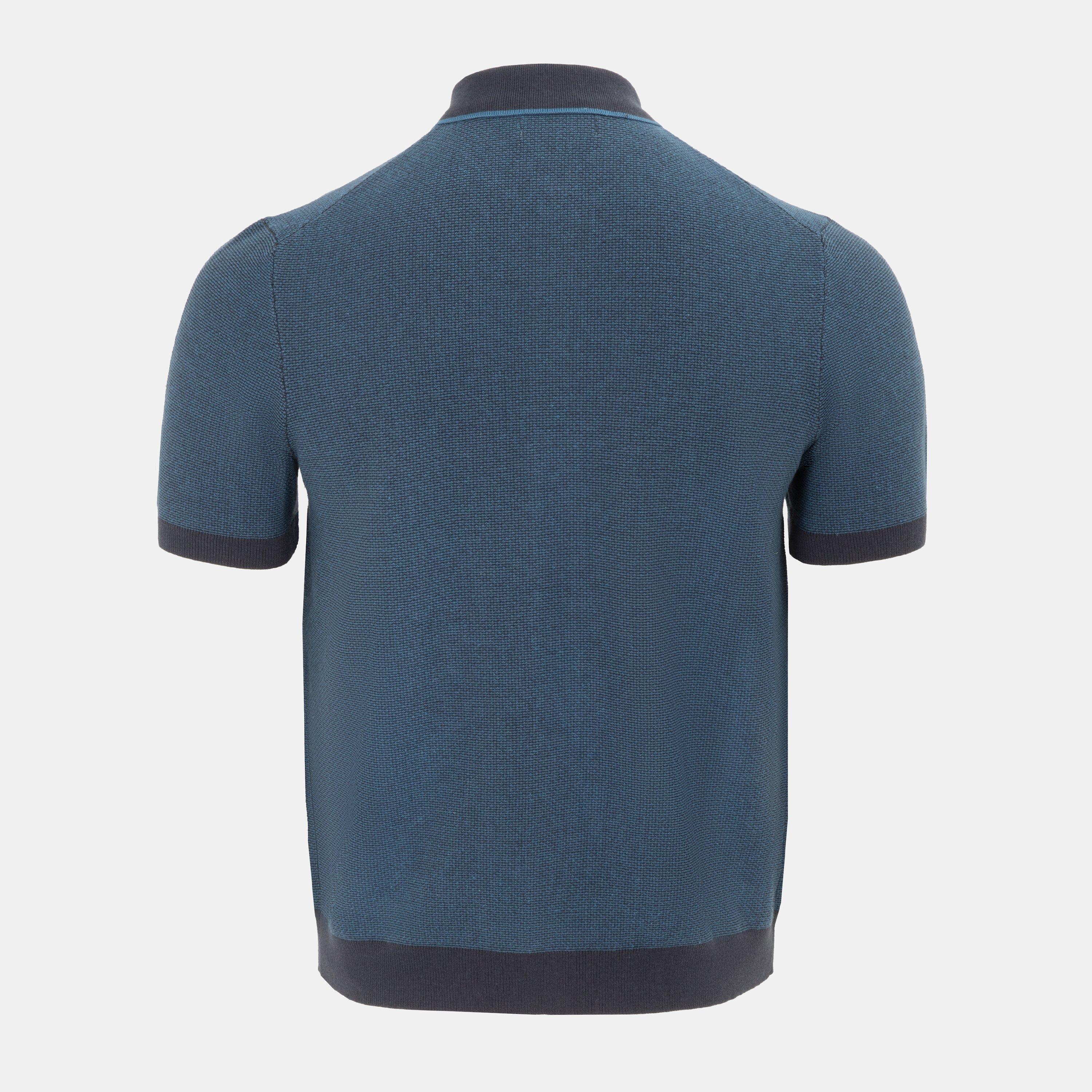 Navy - Firetrap - Short Sleeve Knit Polo Shirts Cardigan - 2