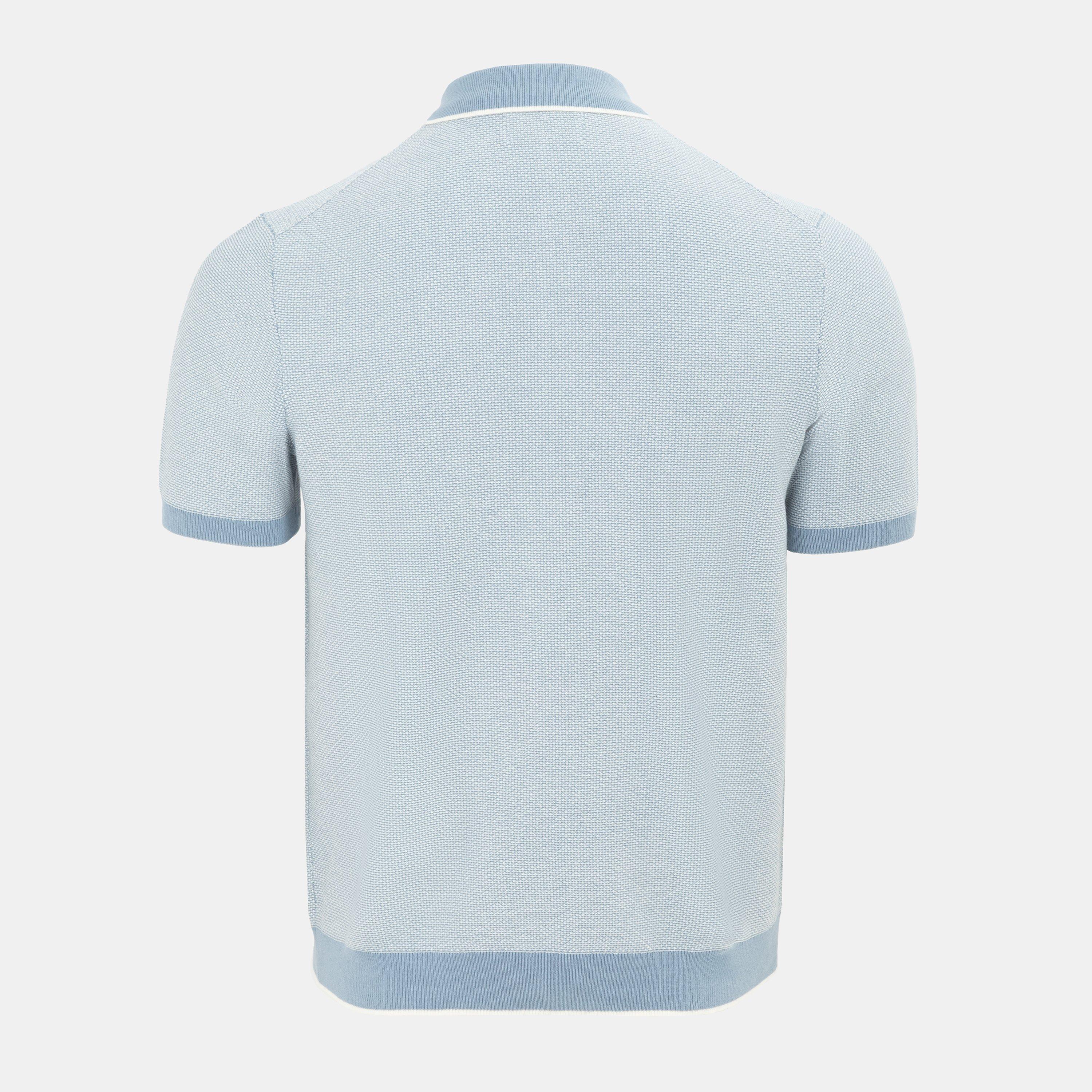 Light Blue - Firetrap - quarter Short Sleeve Ribbed Knit Button Polo Men - 2