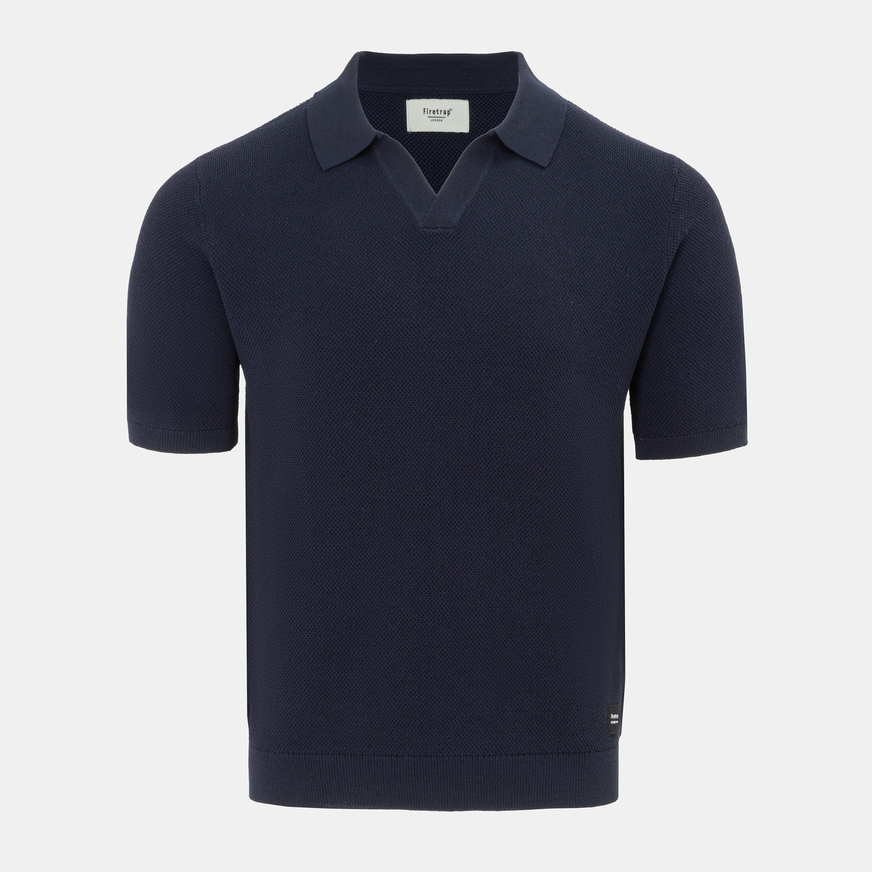 Firetrap Men's Polo Striped Classic Collared T Shirt - Blue - M