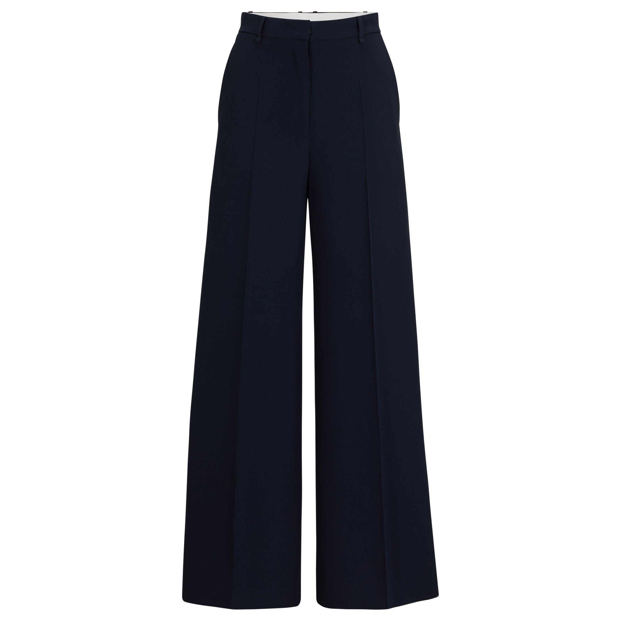 Boss Women's Tikela Straight Leg Trousers, Straight Leg Design - Dark Blue - 6 (XS)