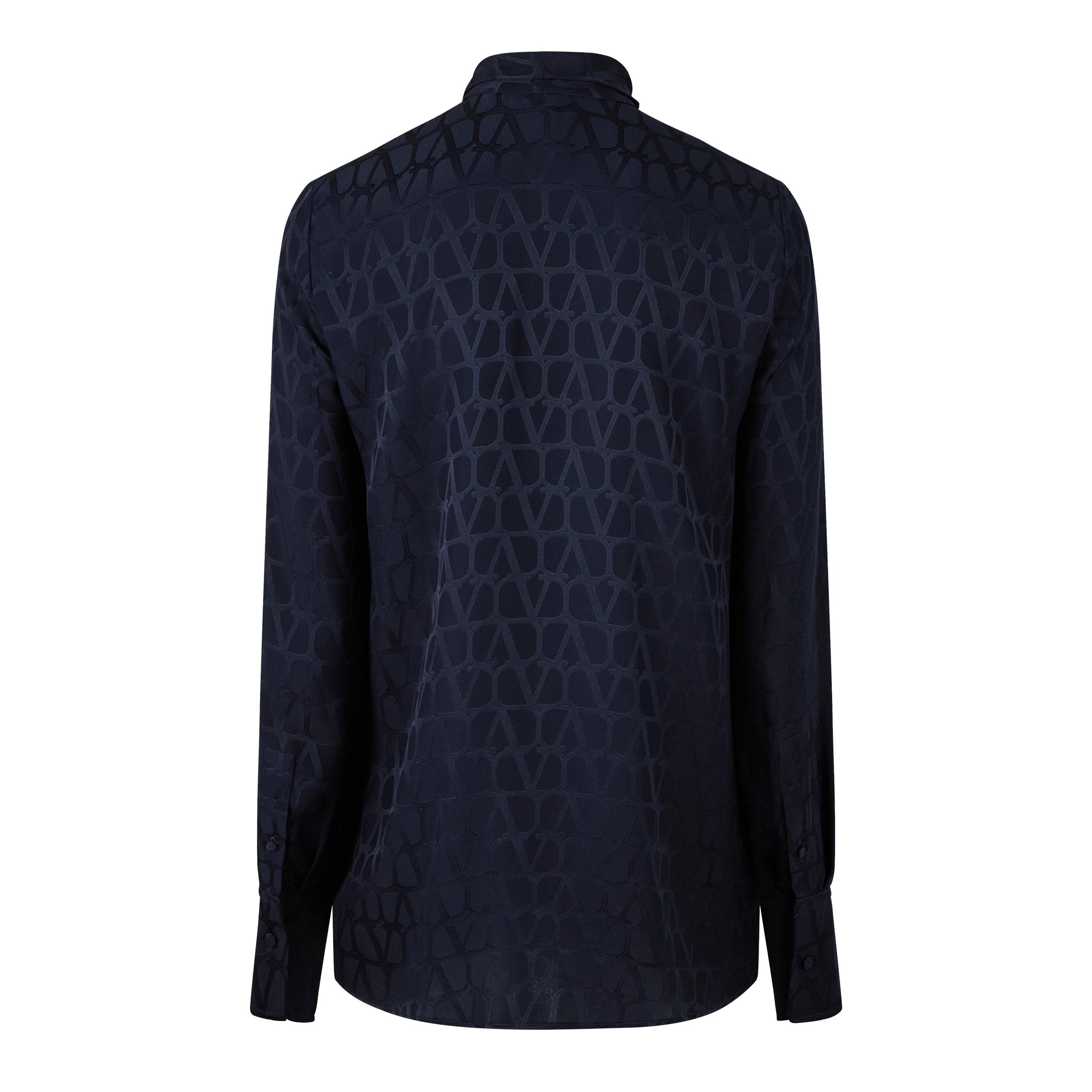 Navy - Valentino - Iconographe Silk Jacquard Shirt - 6
