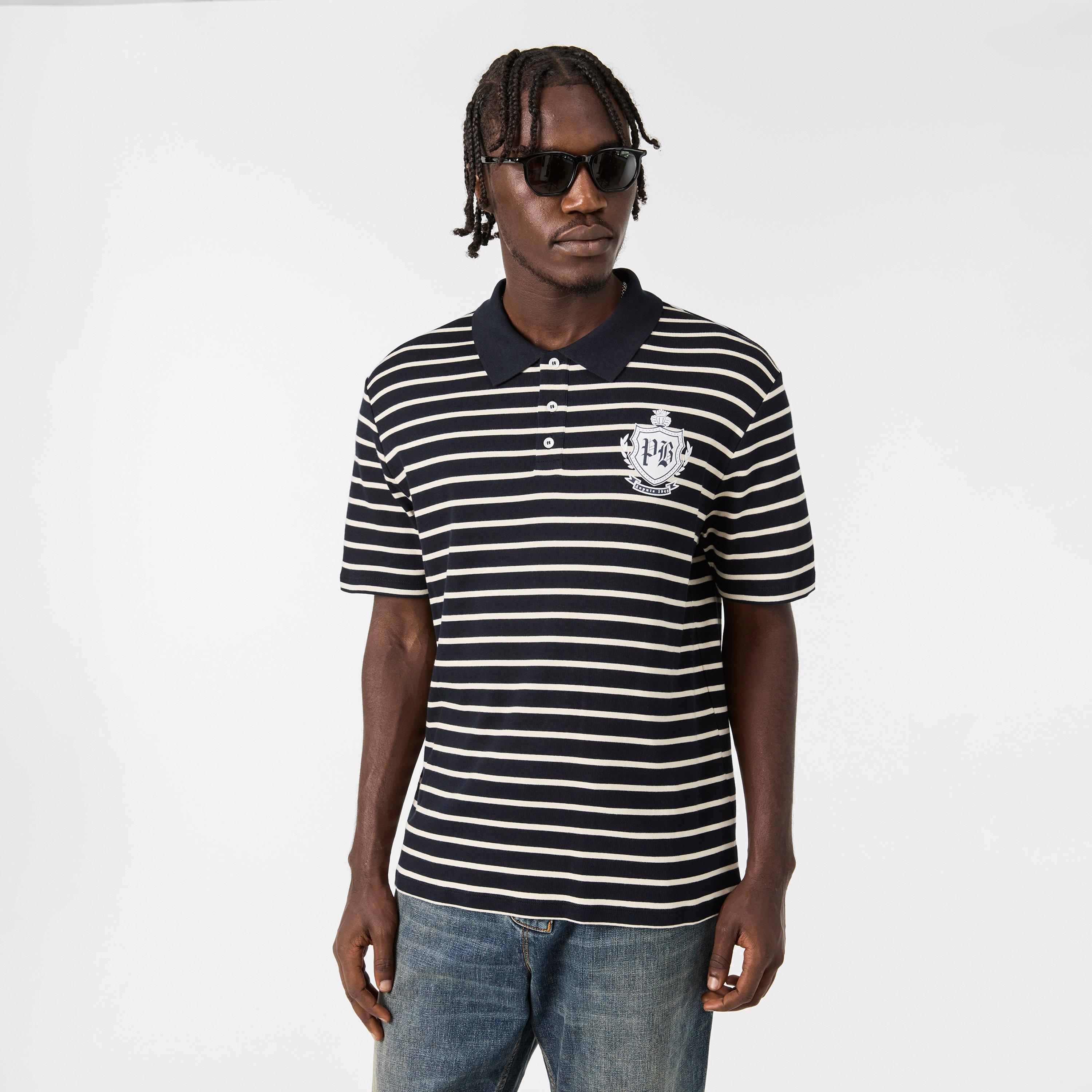 Blue/White - Balmain - Men's Cotton Short Sleeve Polo Shirt - 3