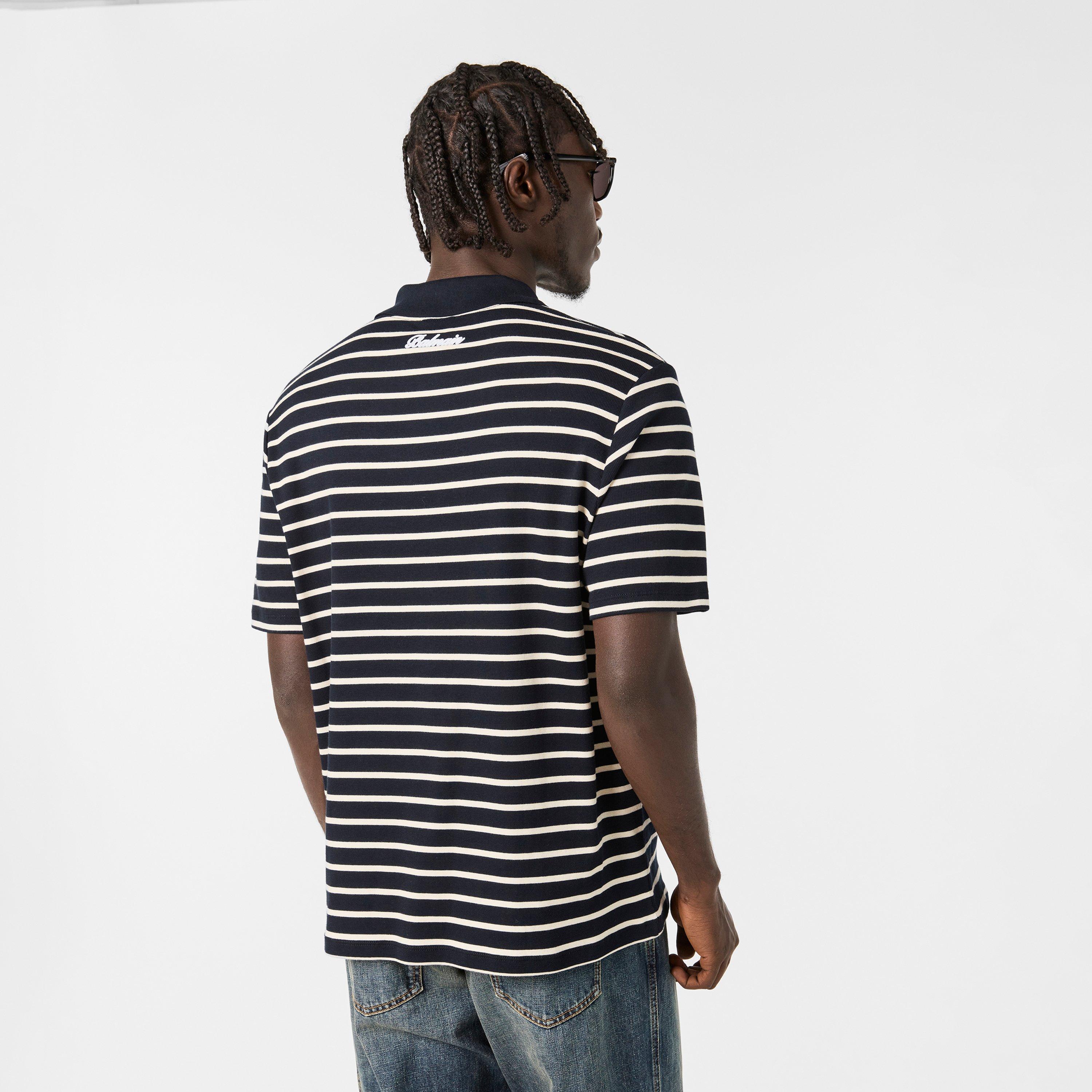 Blue/White - Balmain - Men's Cotton Short Sleeve Polo Shirt - 4