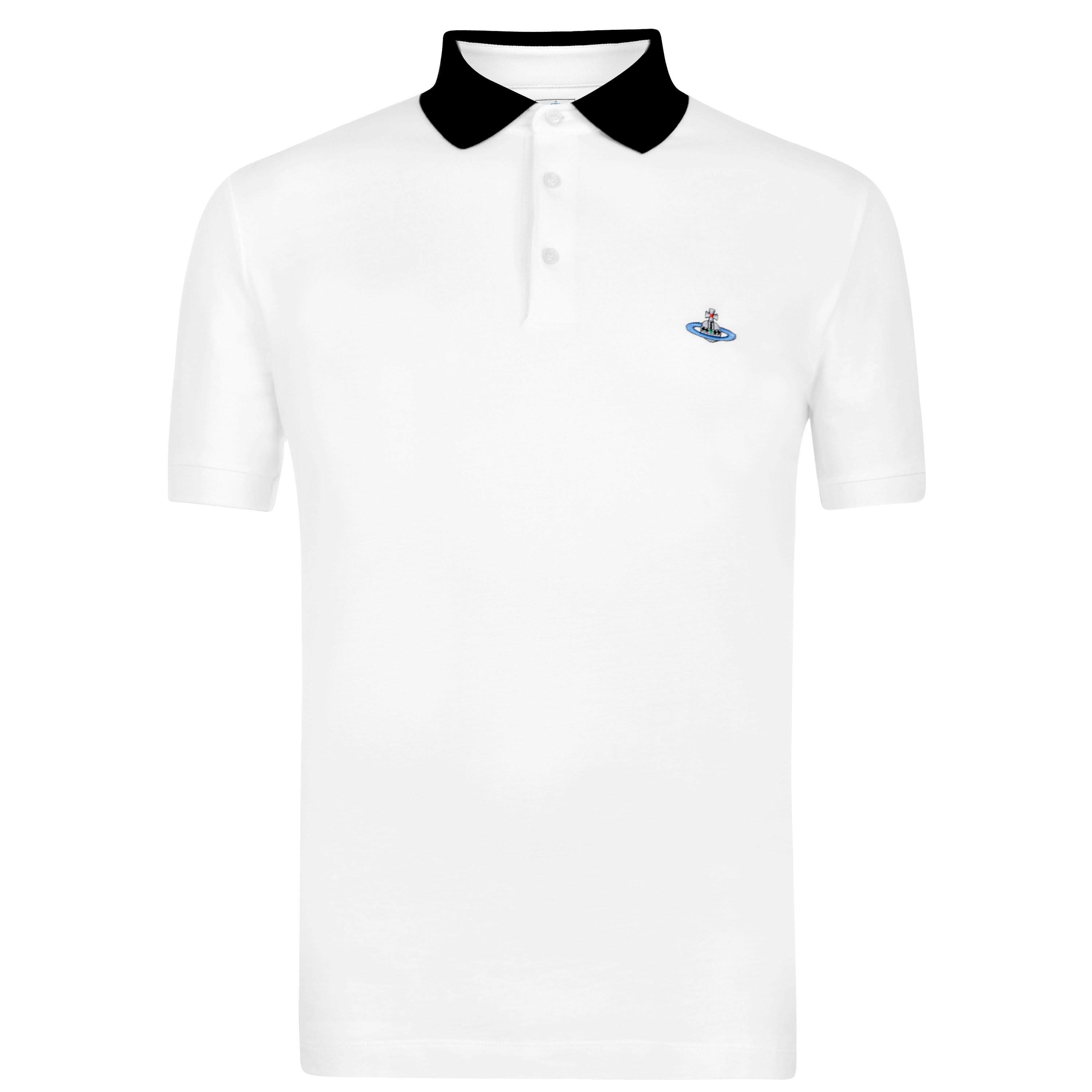 White Black - Vivienne Westwood - Men's Plain Cotton Contrasting Collar Polo Shirt - 1