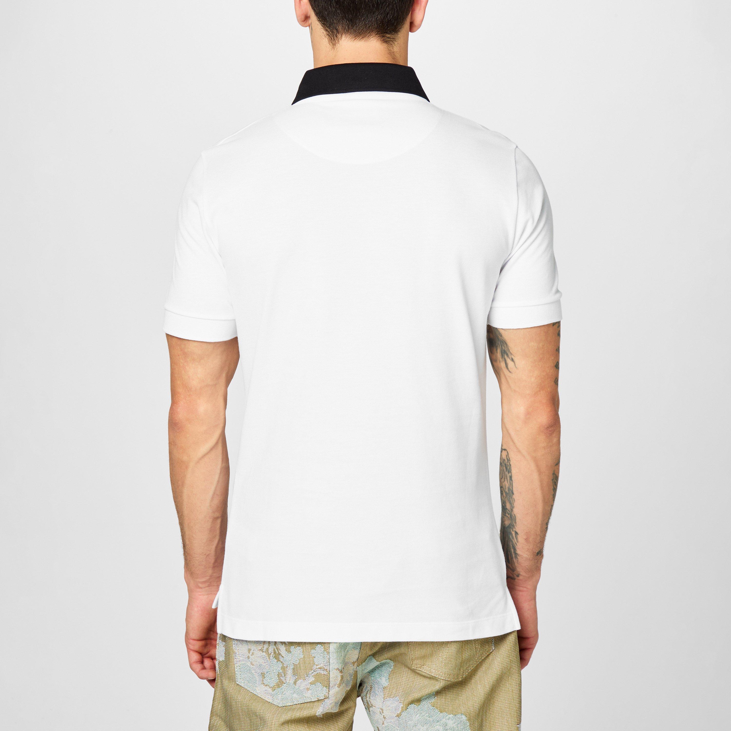 White Black - Vivienne Westwood - Men's Plain Cotton Contrasting Collar Polo Shirt - 4
