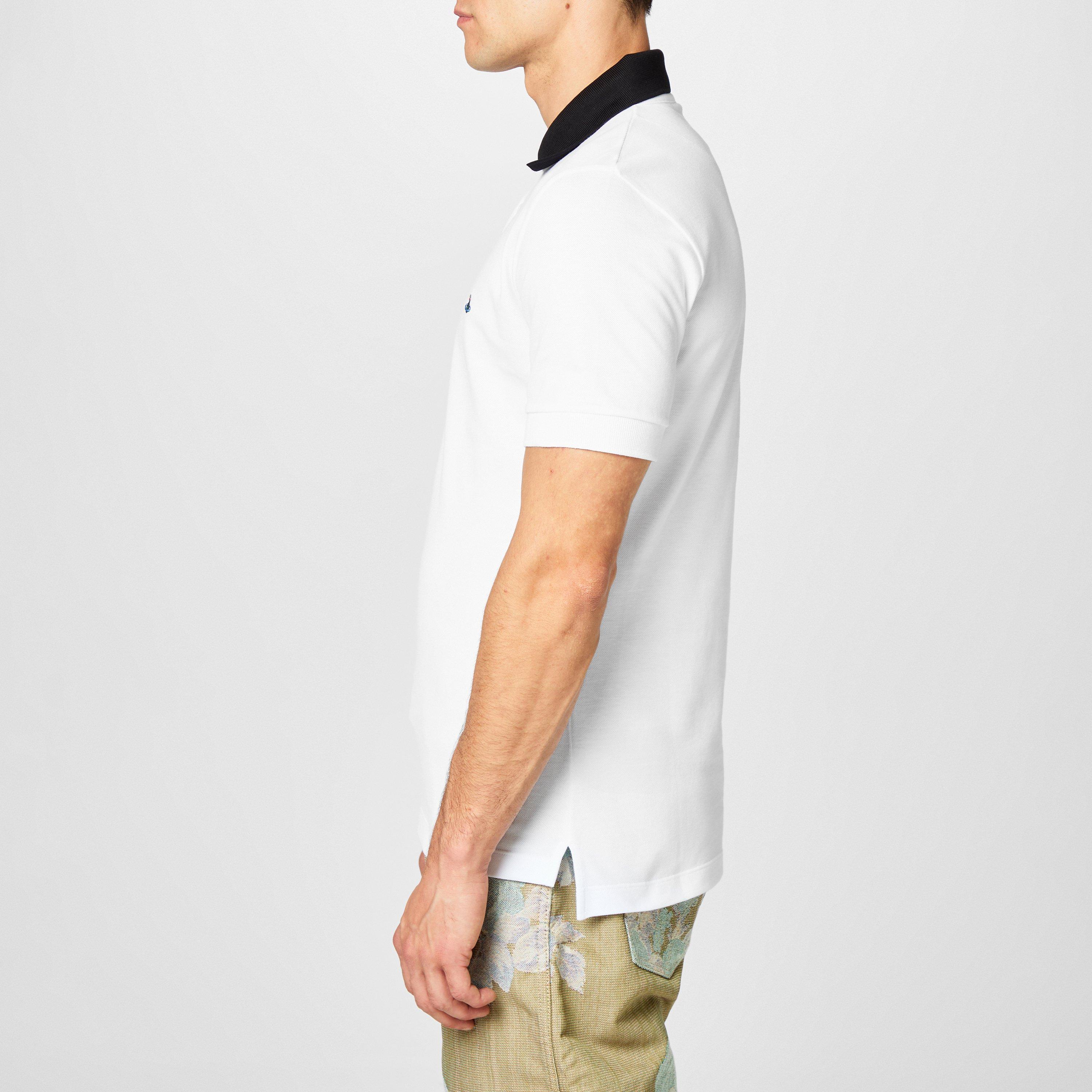 White Black - Vivienne Westwood - Men's Plain Cotton Contrasting Collar Polo Shirt - 5