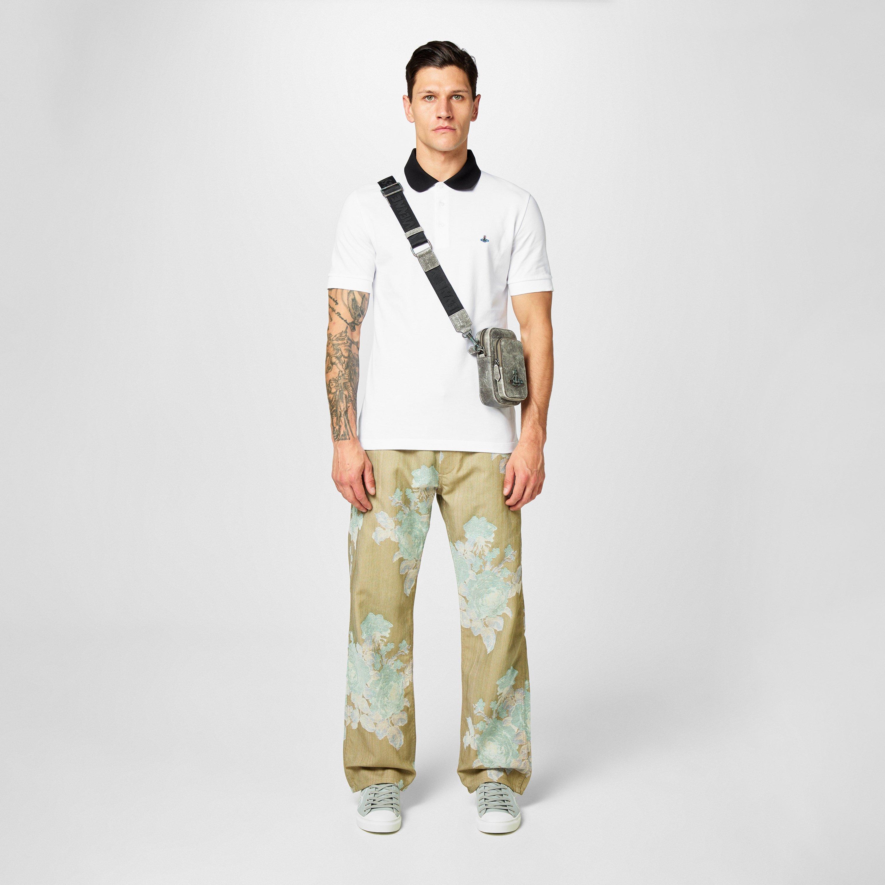 White Black - Vivienne Westwood - Men's Plain Cotton Contrasting Collar Polo Shirt - 6