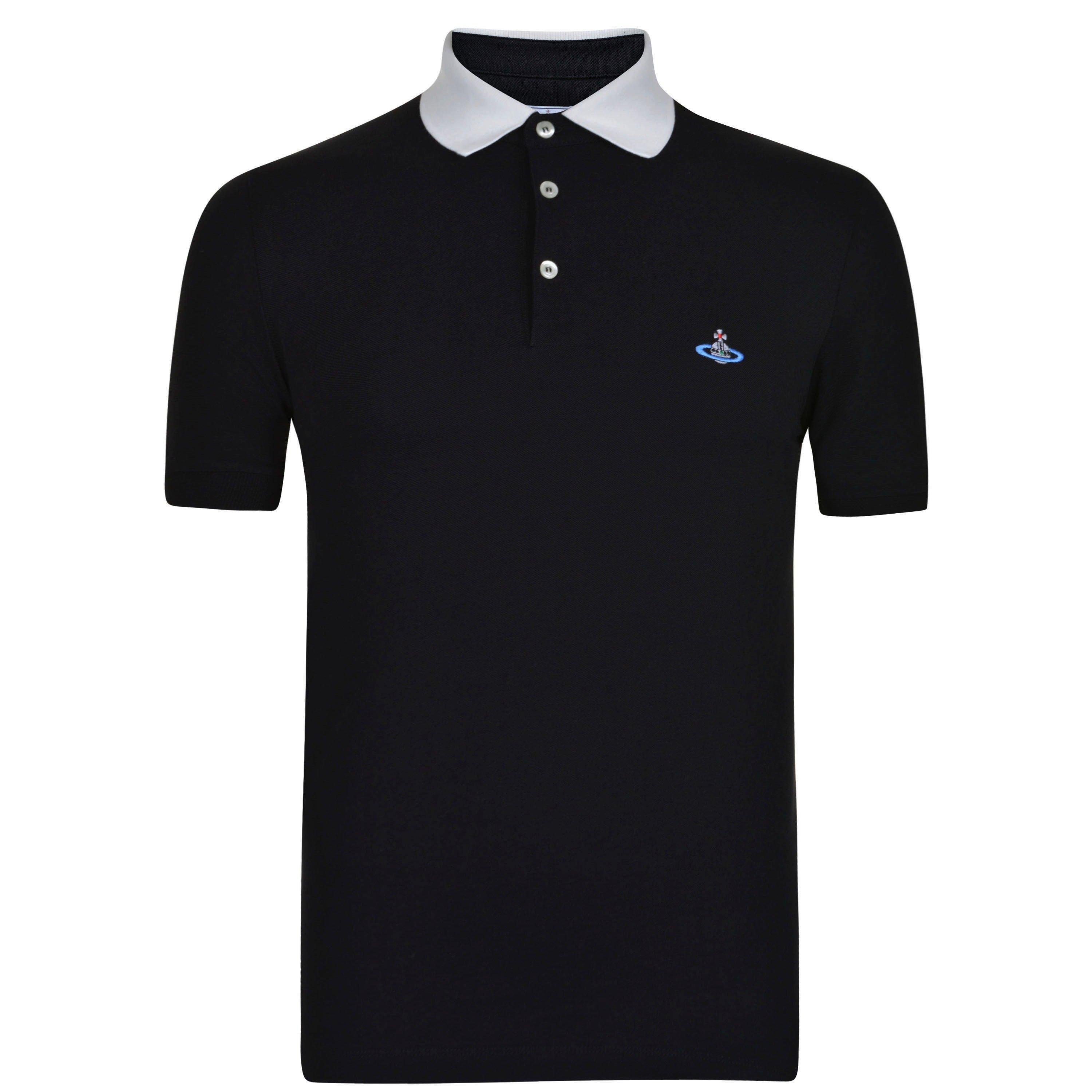 Black White - Vivienne Westwood - Men's Plain Cotton Contrasting Collar Polo Shirt - 7