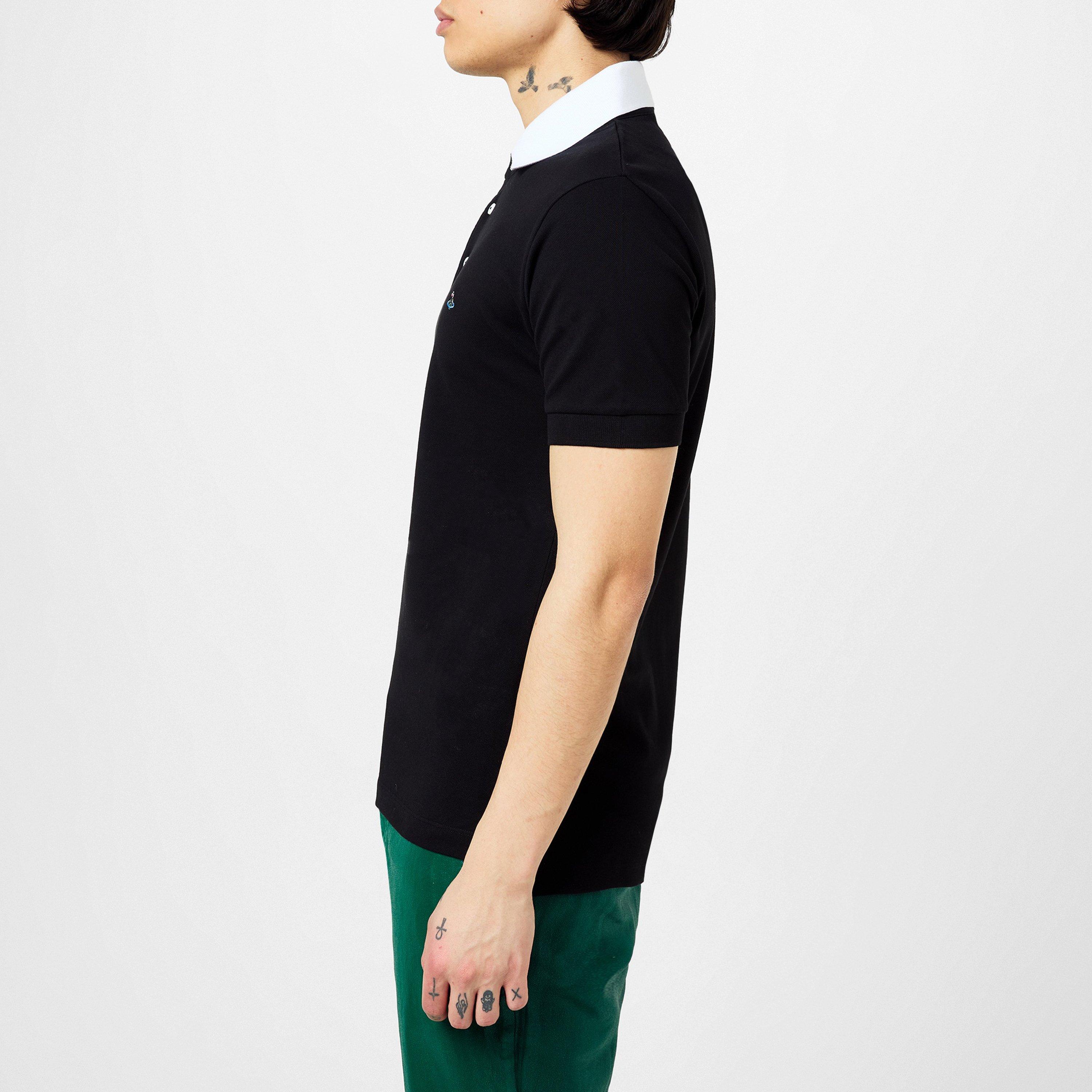 Black White - Vivienne Westwood - Men's Plain Cotton Contrasting Collar Polo Shirt - 5