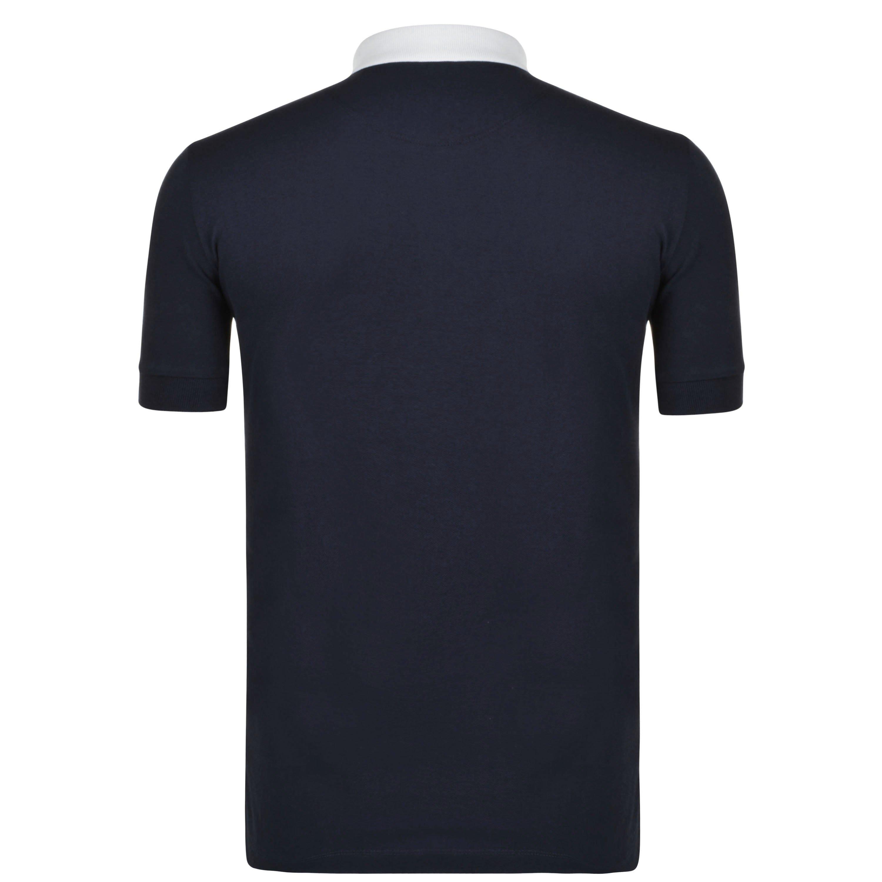 Navy White - Vivienne Westwood - Men's Plain Cotton Contrasting Collar Polo Shirt - 8
