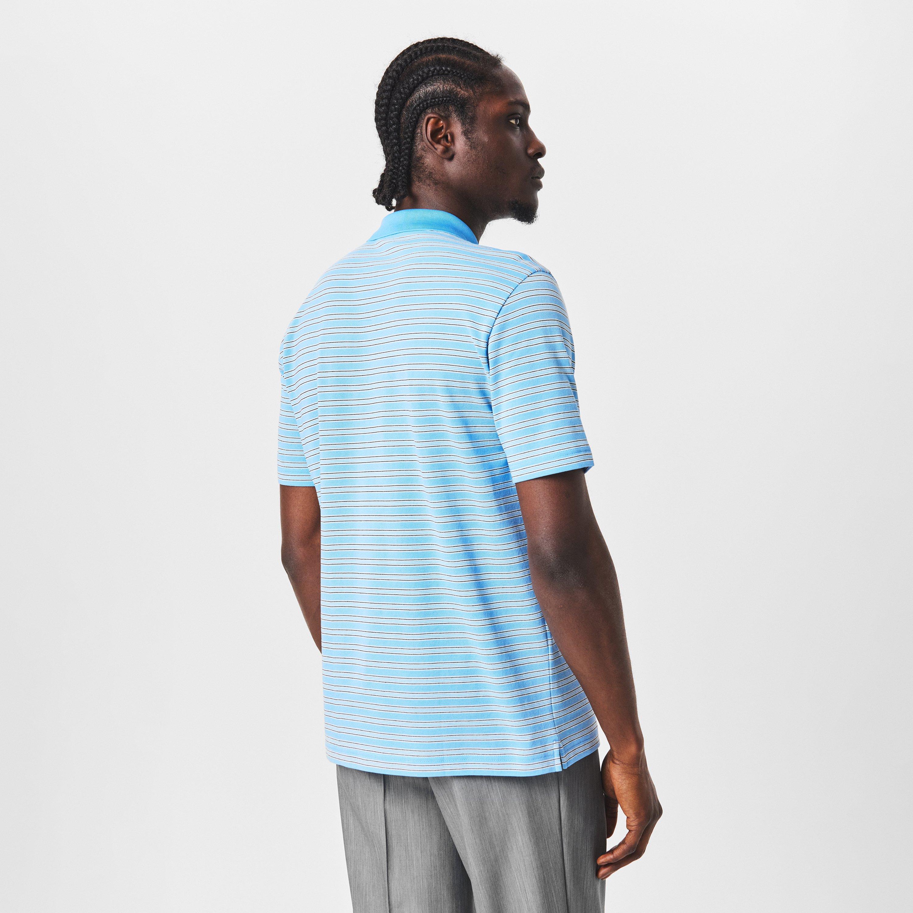 Blue - Prada - Men's Striped Cotton Short-Sleeve Polo Shirt - 4