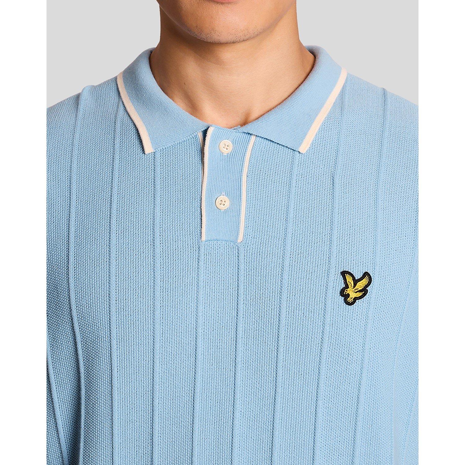 Chalk Blue W444 - Lyle and Scott - Lyle Knit Pique Polo Sn63 - 4