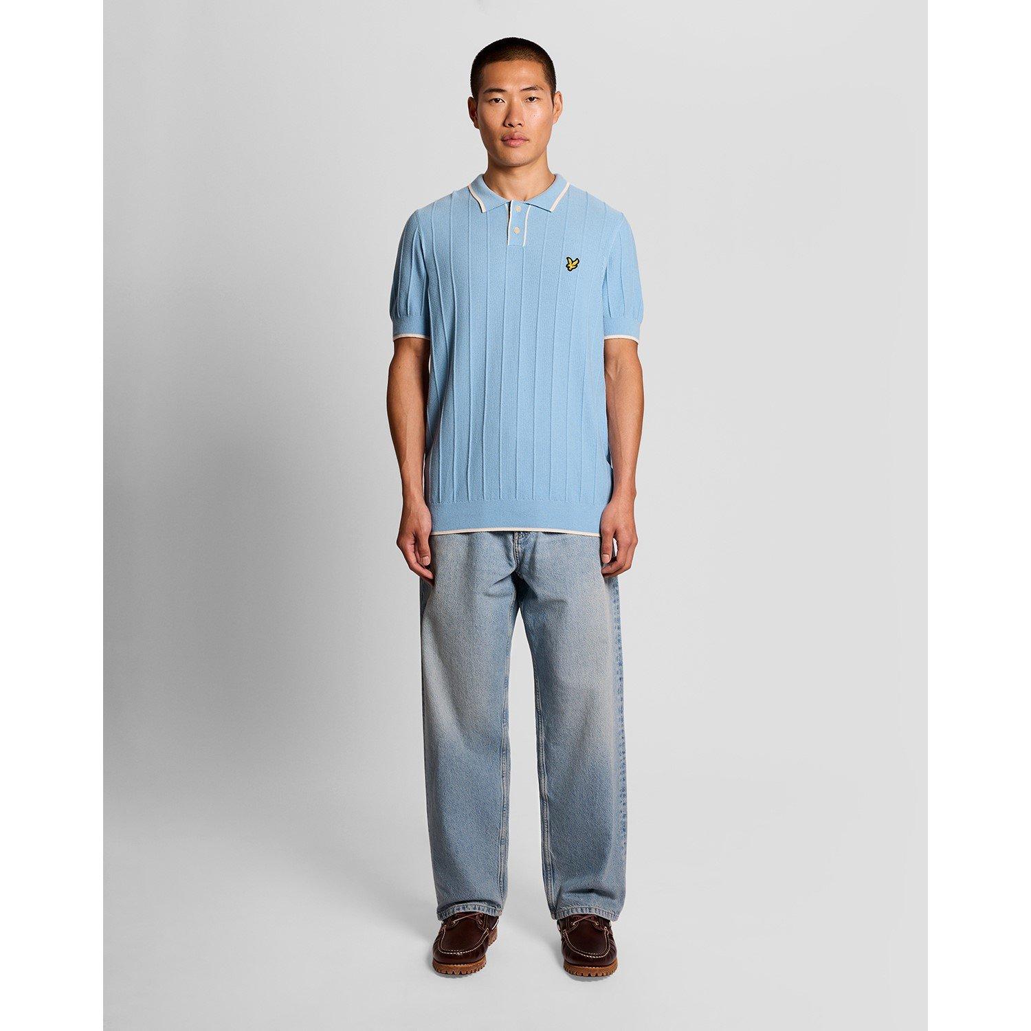 Chalk Blue W444 - Lyle and Scott - Lyle Knit Pique Polo Sn63 - 5