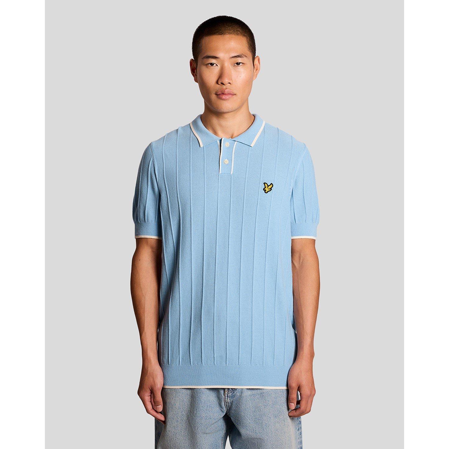 Chalk Blue W444 - Lyle and Scott - Lyle Knit Pique Polo Sn63 - 6