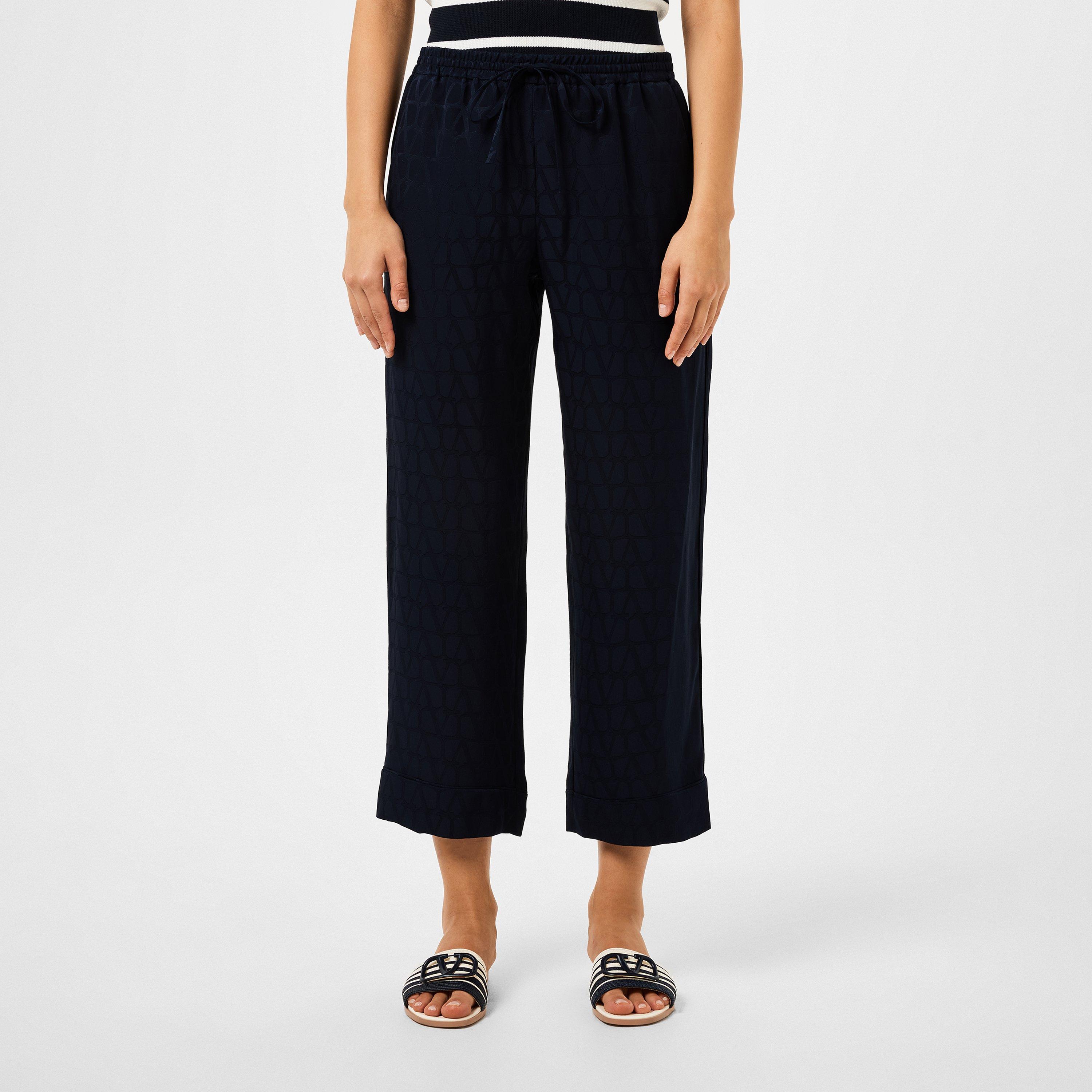 Navy - Valentino - Jacquard Pajama Trousers - 1