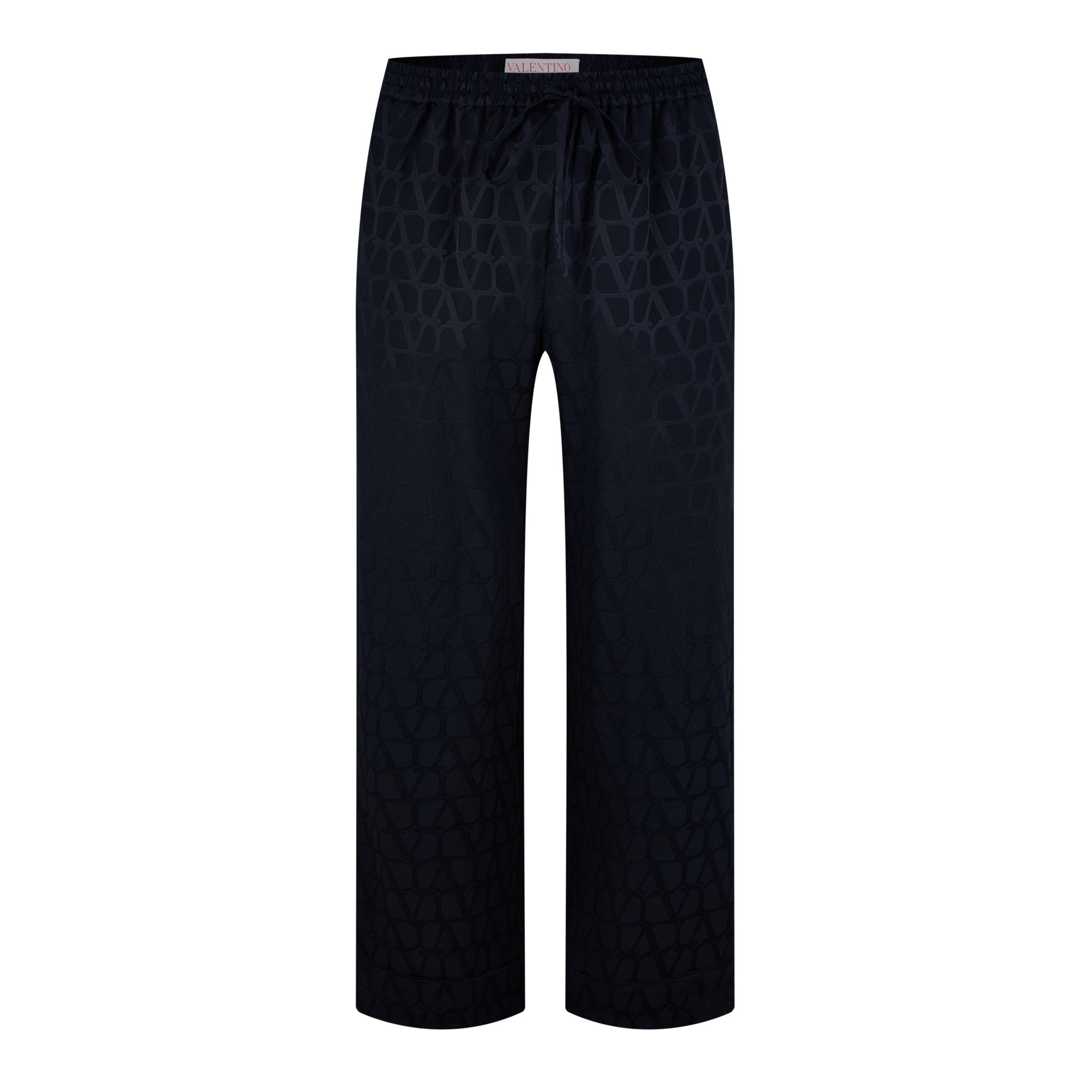 Navy - Valentino - Jacquard Pajama Trousers - 5